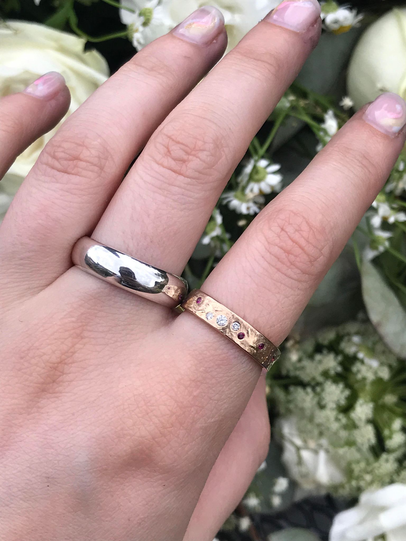 Silver and Rose Gold Wedding Rings