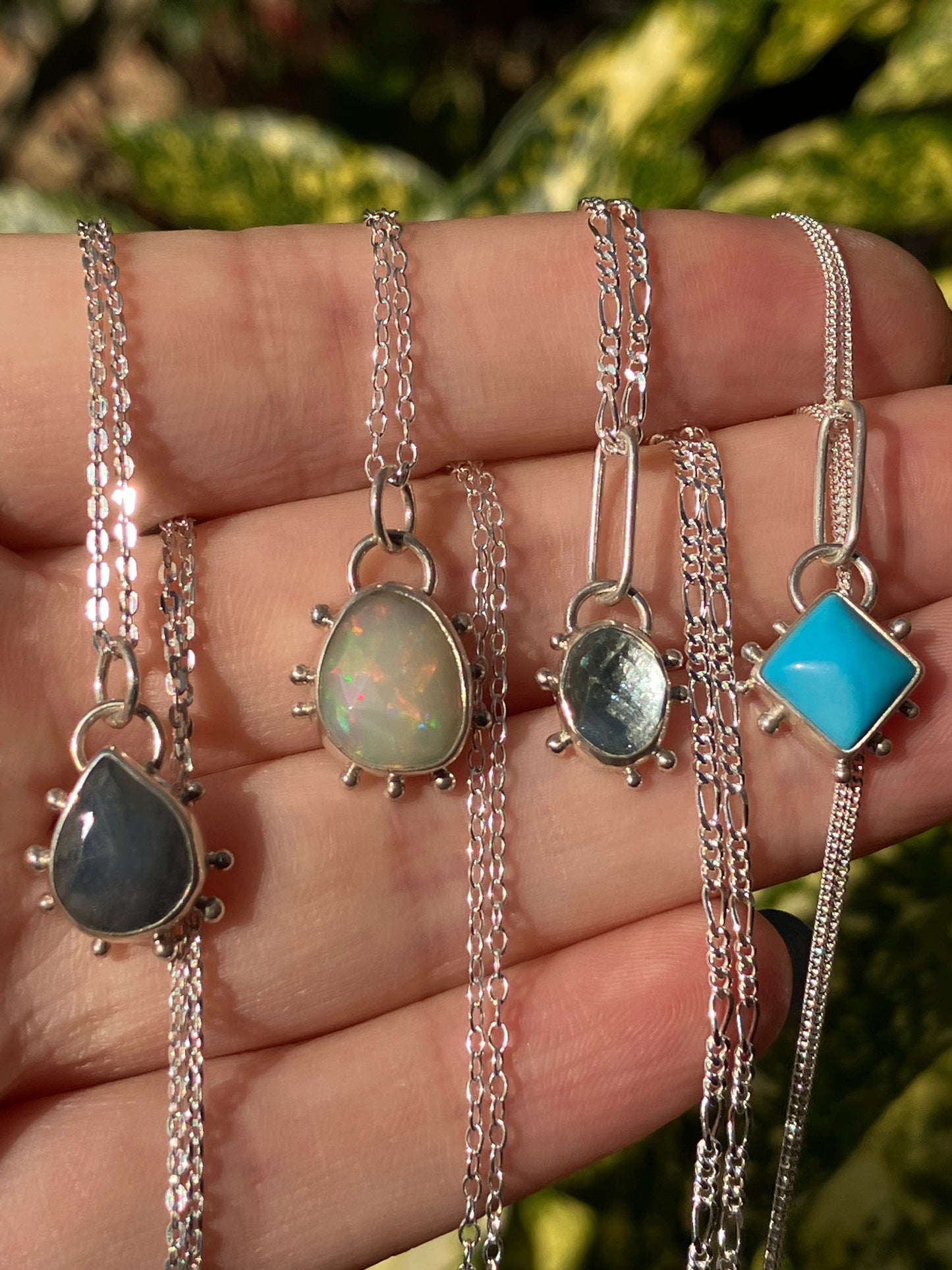 Birthstone Pendants - Recycled Sterling Silver Pendant Necklace with Granulation Detail