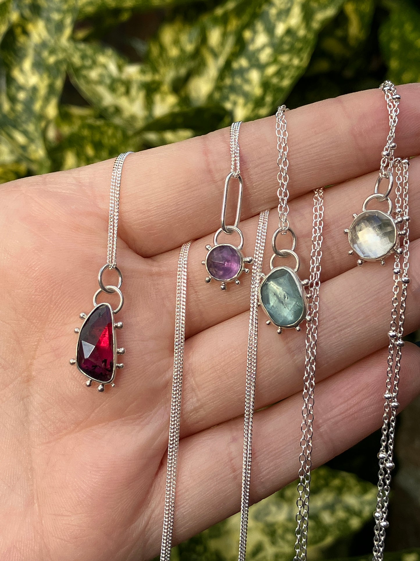 Birthstone Pendants - Recycled Sterling Silver Pendant Necklace with Granulation Detail