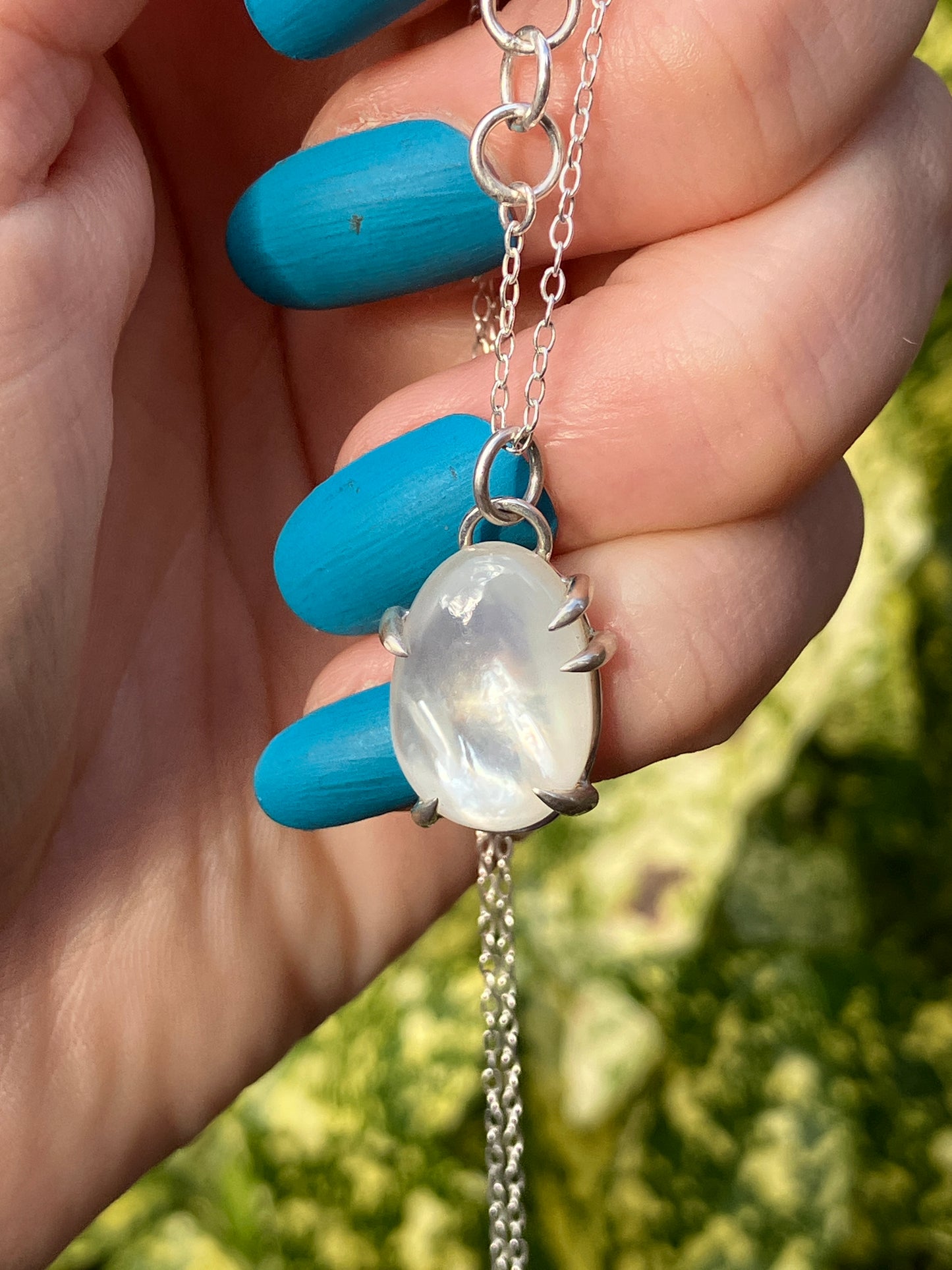 Mother of Pearl Doublet and Sterling Silver Pendant on Sterling Silver Chain