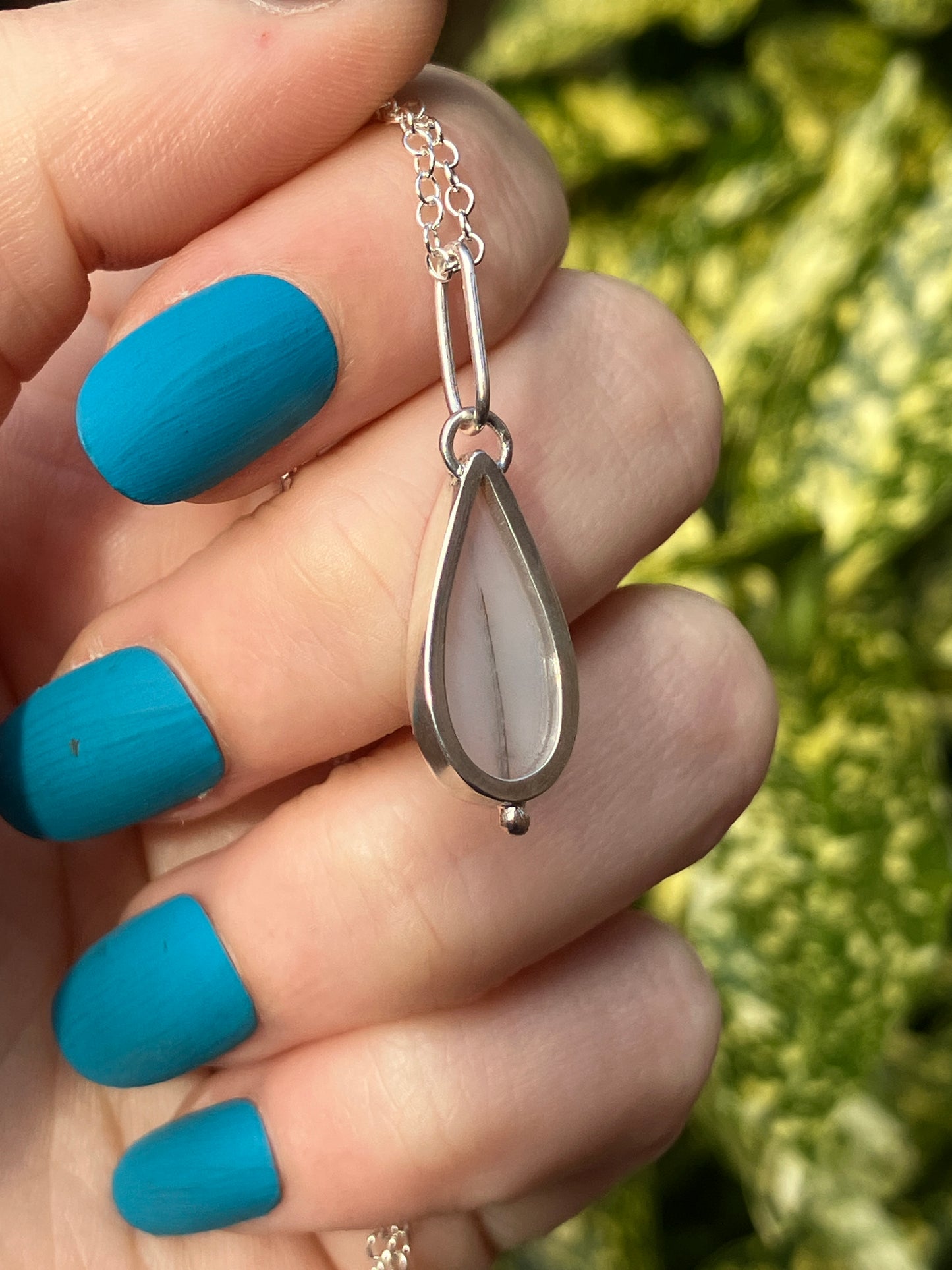 Dendritic Agate, 18ct Gold and Sterling Silver Pendant Necklace on Sterling Silver Chain