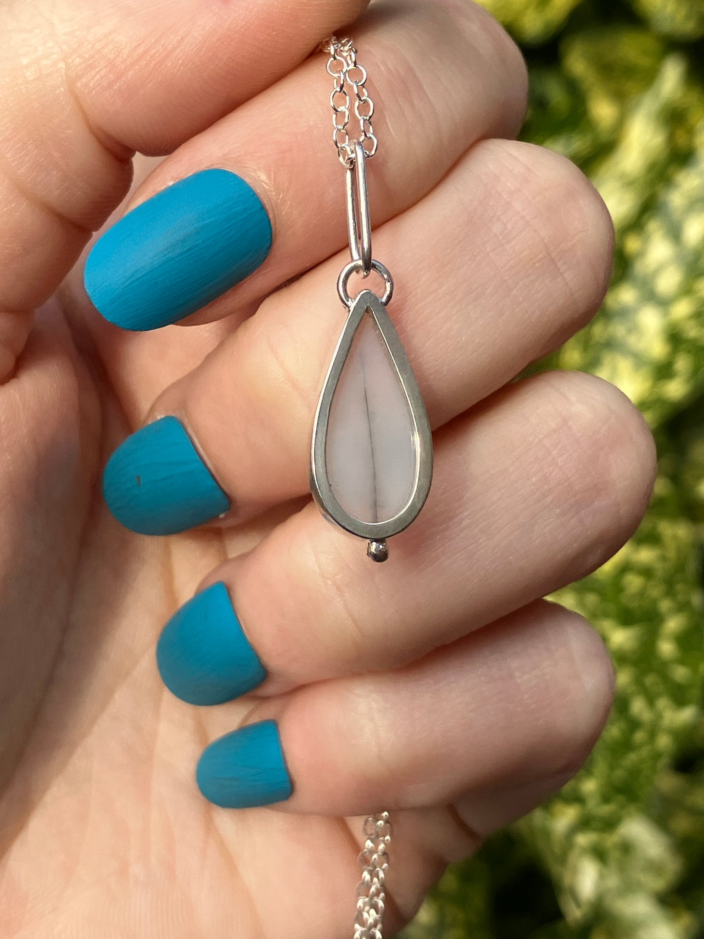 Dendritic Agate, 18ct Gold and Sterling Silver Pendant Necklace on Sterling Silver Chain