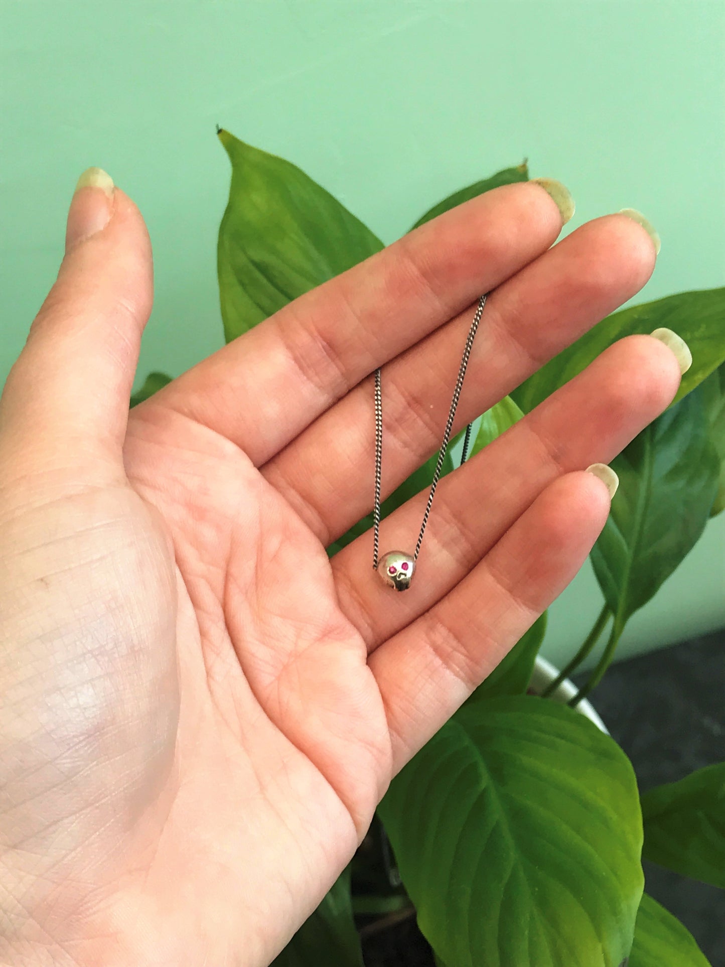 Death Becomes Her - Sterling Silver Skull Necklace with Gemstone Eyes - Ruby, Spessartite, Citrine, Tsavorite, Tourmaline, Amethyst, Sapphire