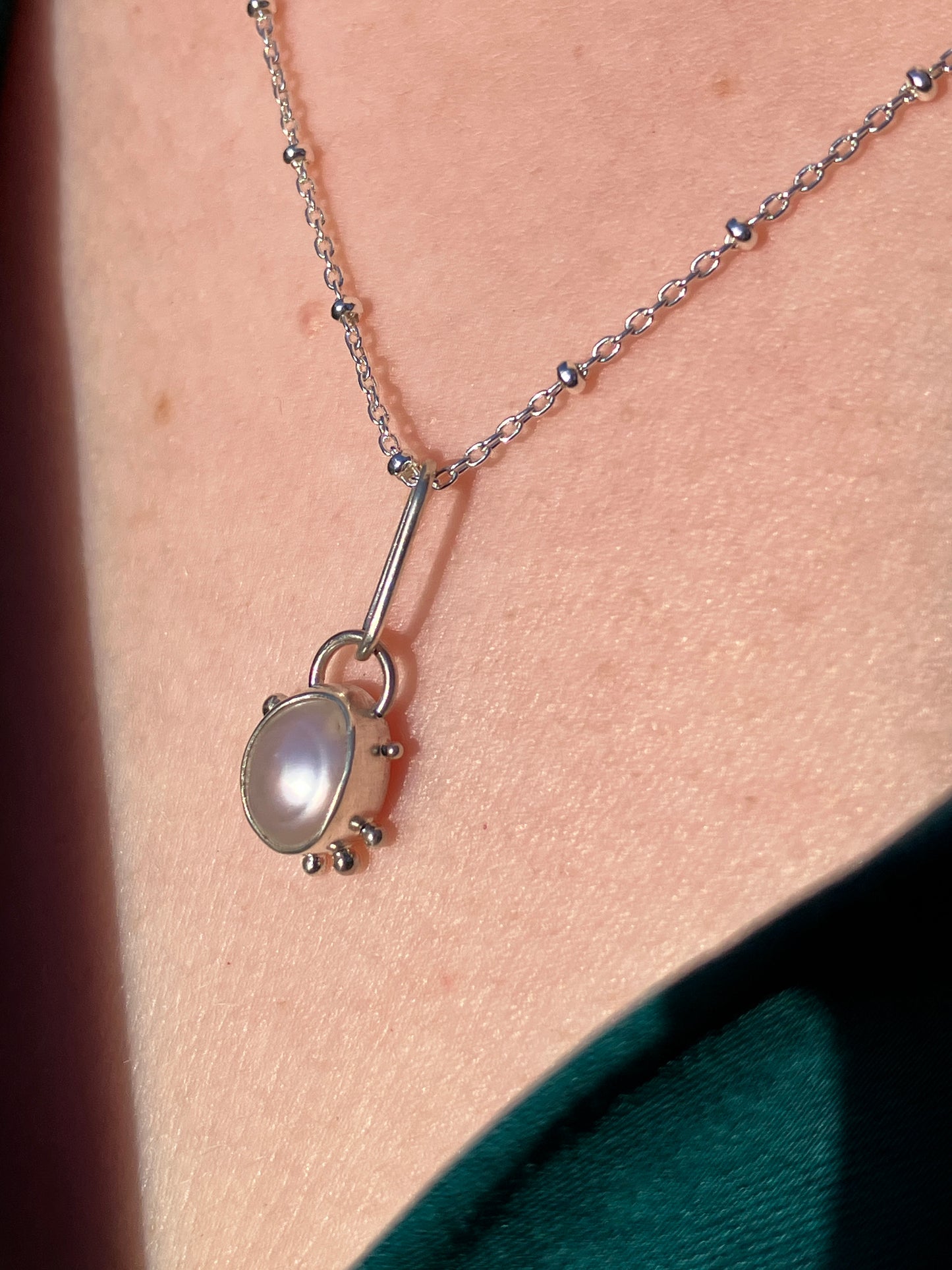 Birthstone Pendants - Recycled Sterling Silver Pendant Necklace with Granulation Detail