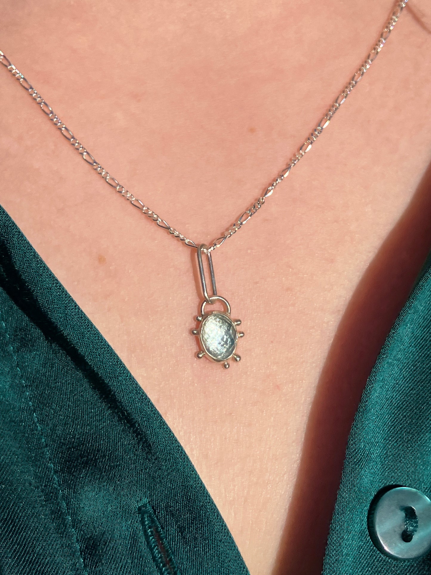 Birthstone Pendants - Recycled Sterling Silver Pendant Necklace with Granulation Detail