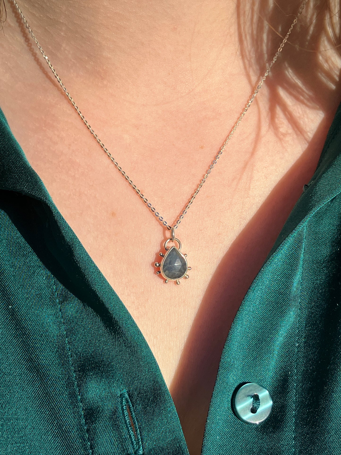 Birthstone Pendants - Recycled Sterling Silver Pendant Necklace with Granulation Detail