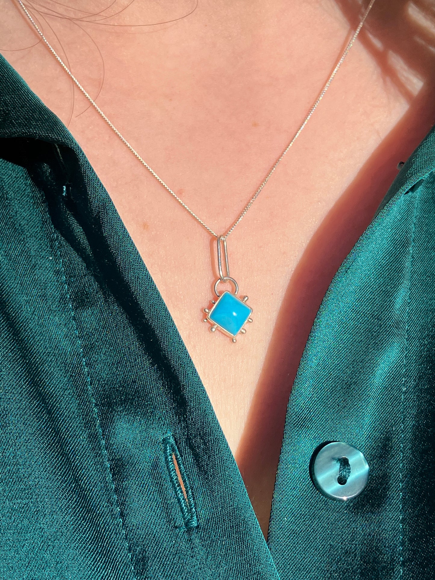 Birthstone Pendants - Recycled Sterling Silver Pendant Necklace with Granulation Detail