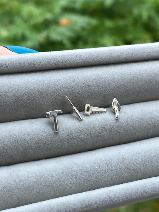 Tool Studs - Sterling Silver Stud Earrings