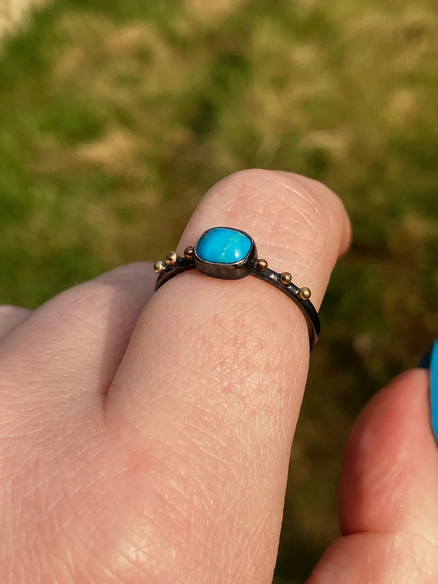 Turquoise, 9ct Gold and Sterling Silver Ring