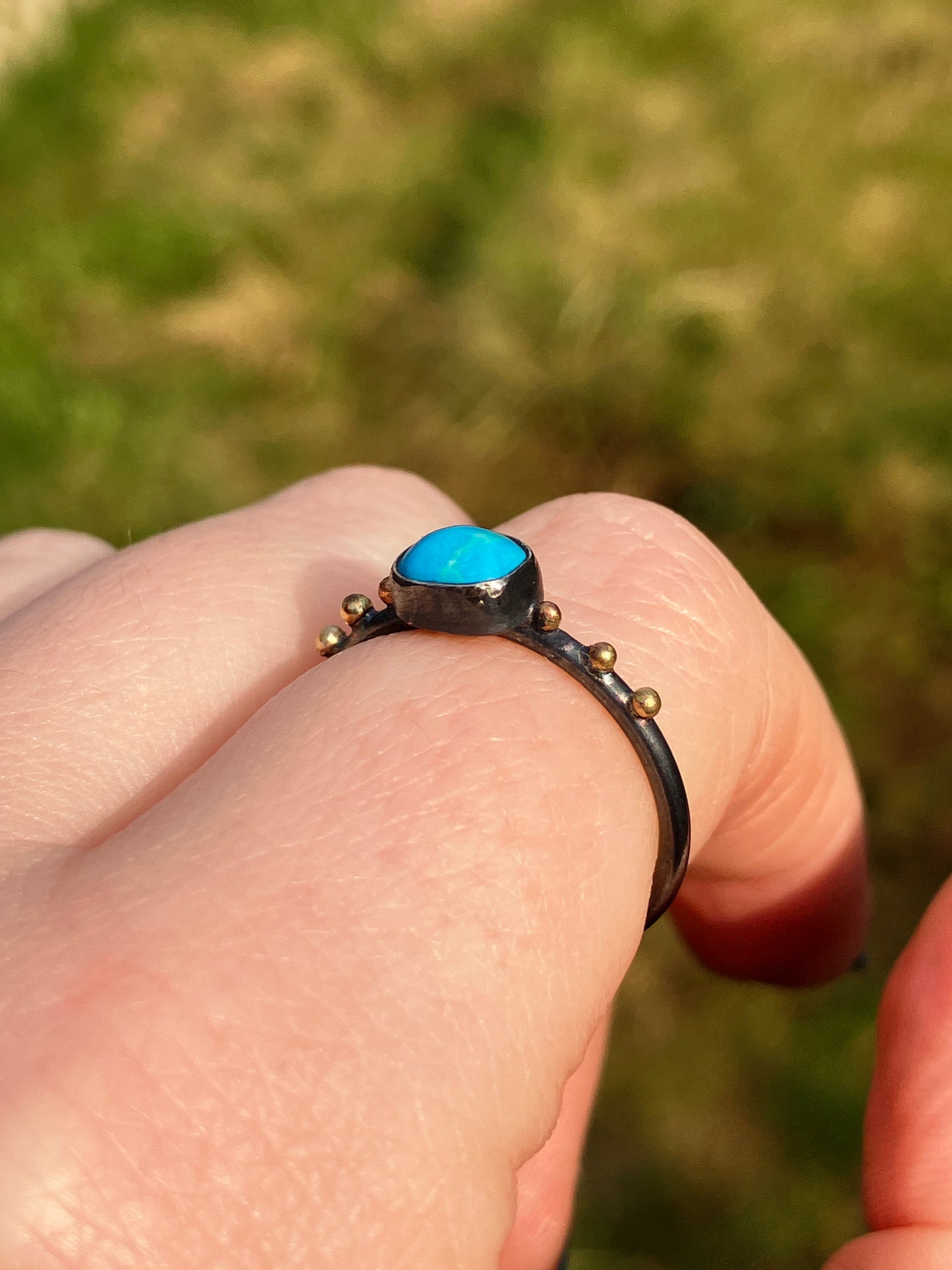 Turquoise, 9ct Gold and Sterling Silver Ring