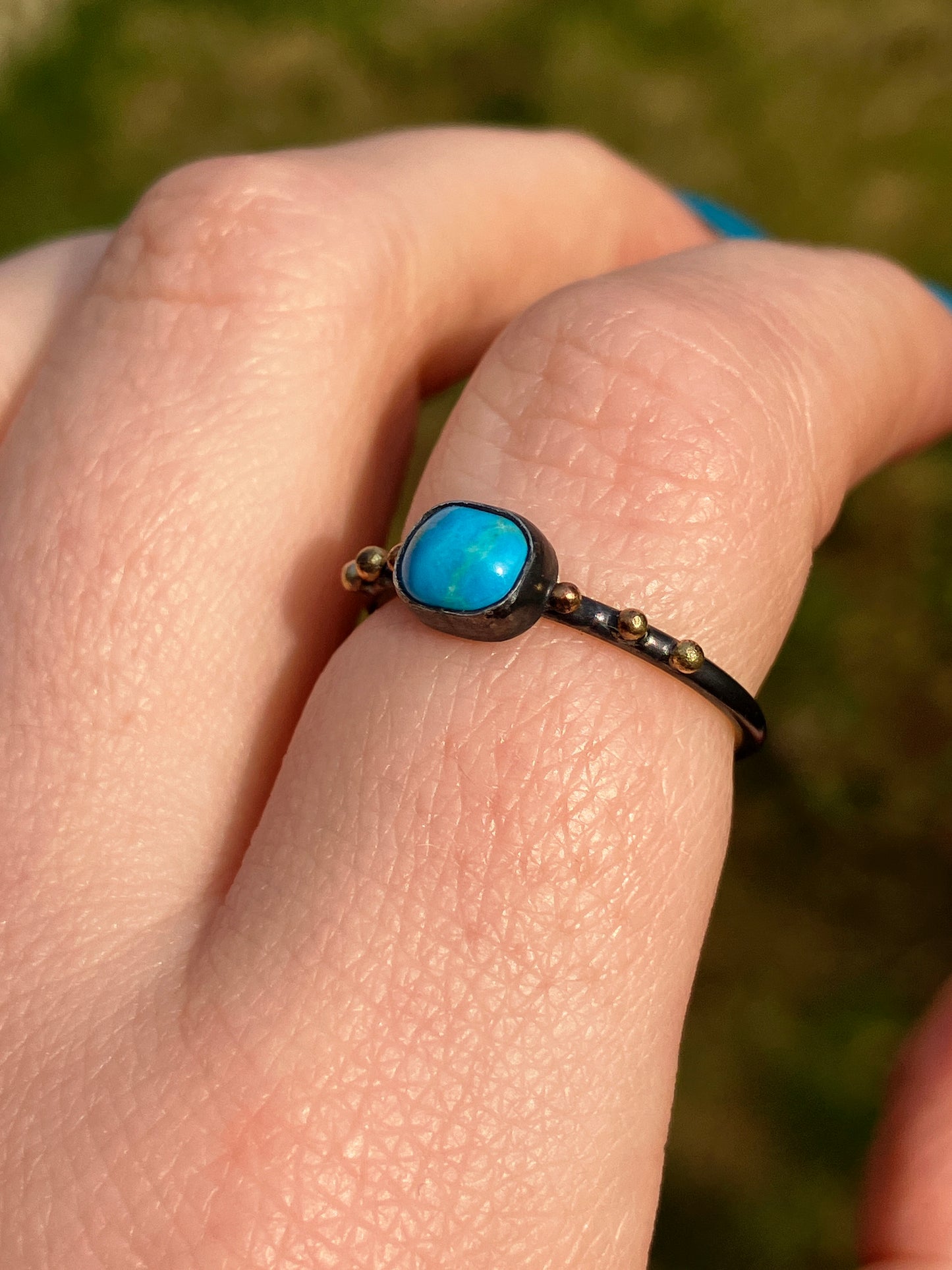 Turquoise, 9ct Gold and Sterling Silver Ring