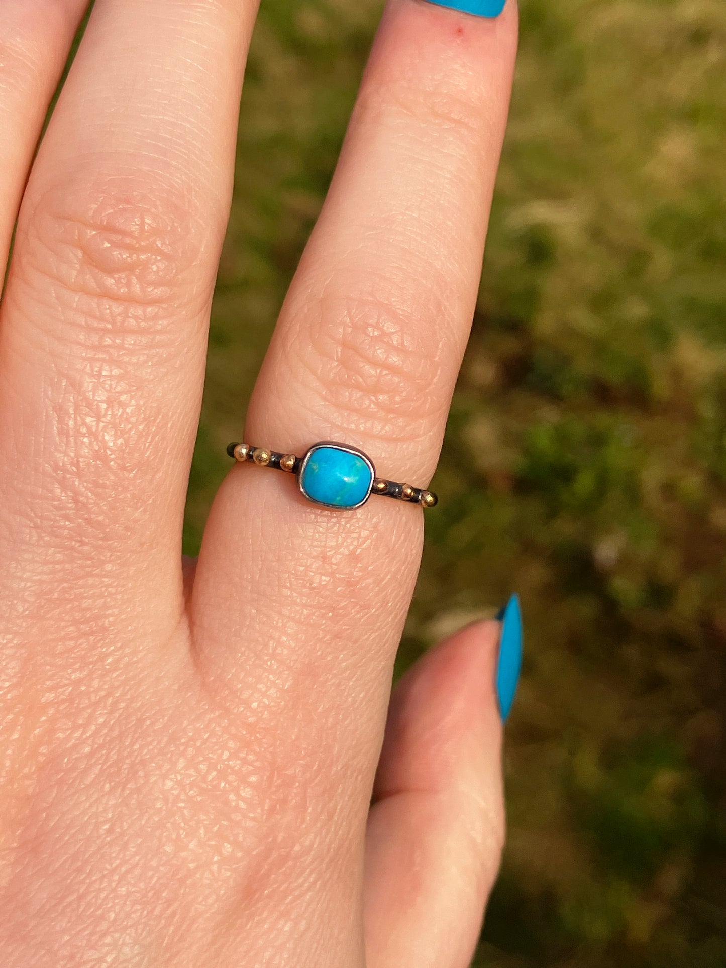 Turquoise, 9ct Gold and Sterling Silver Ring