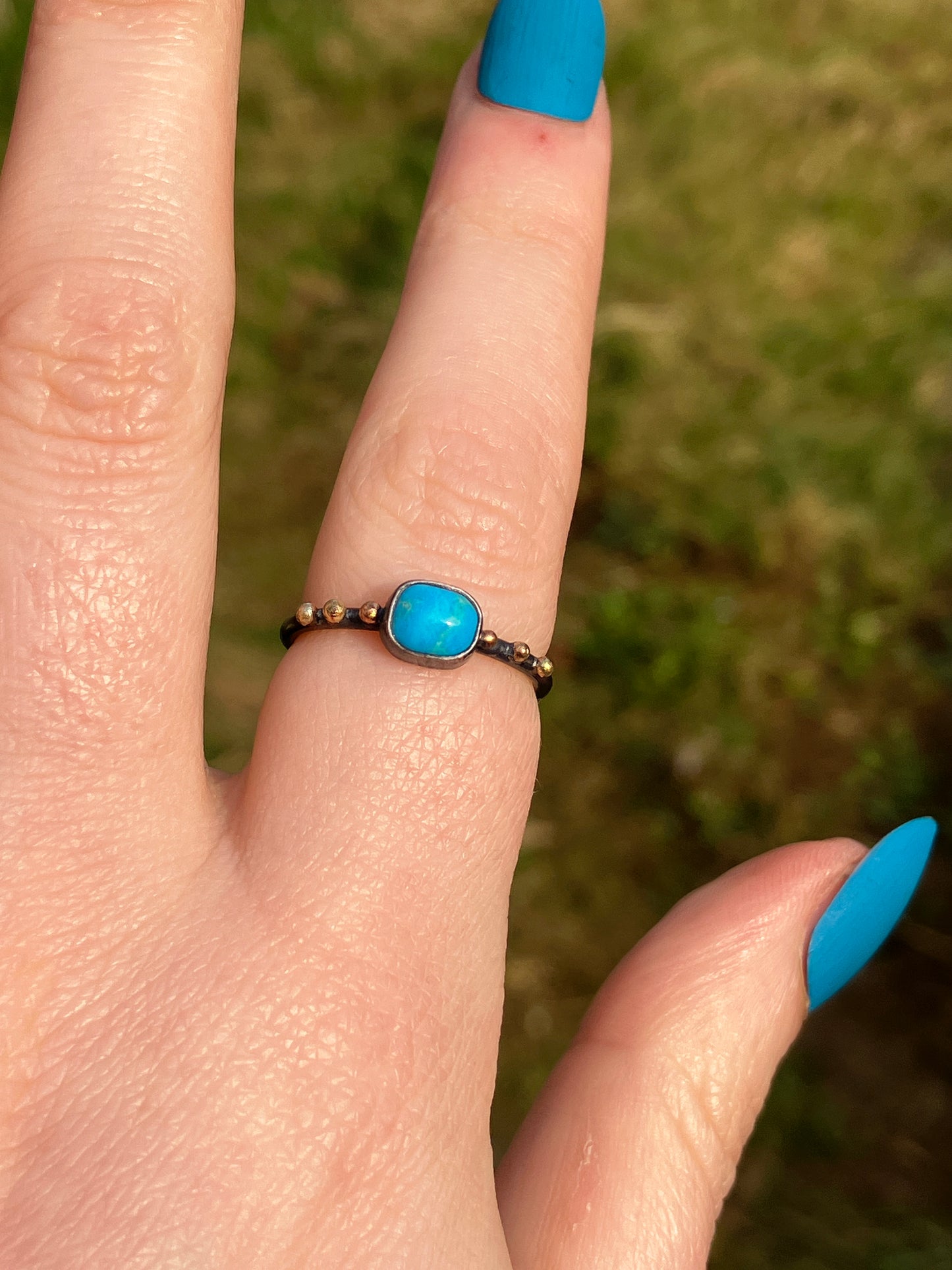 Turquoise, 9ct Gold and Sterling Silver Ring