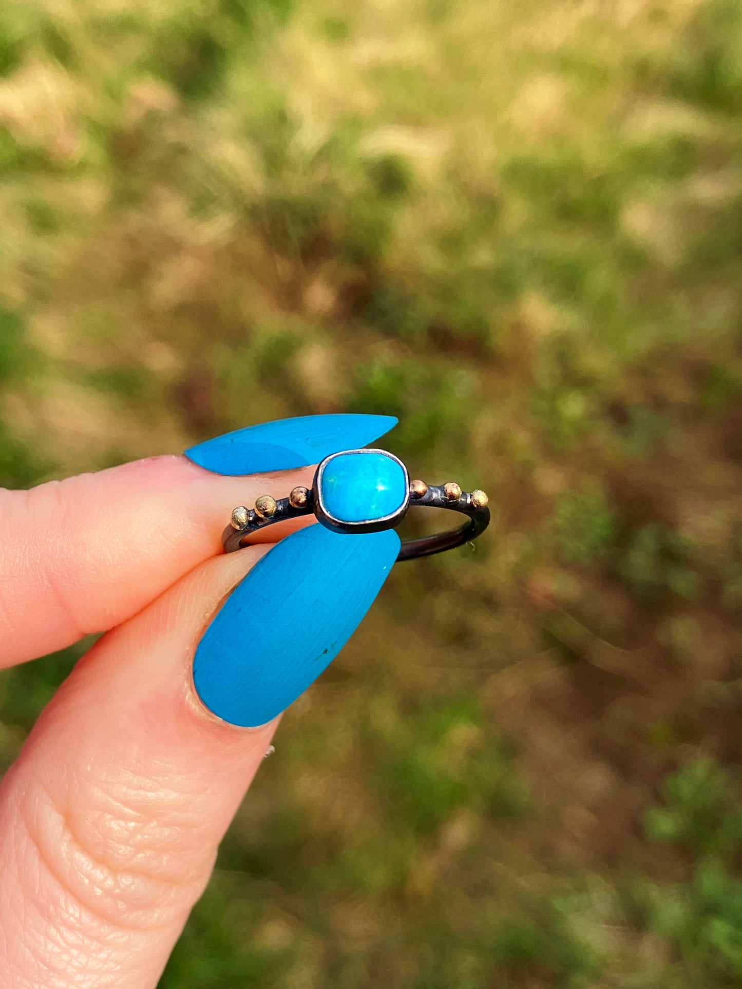Turquoise, 9ct Gold and Sterling Silver Ring