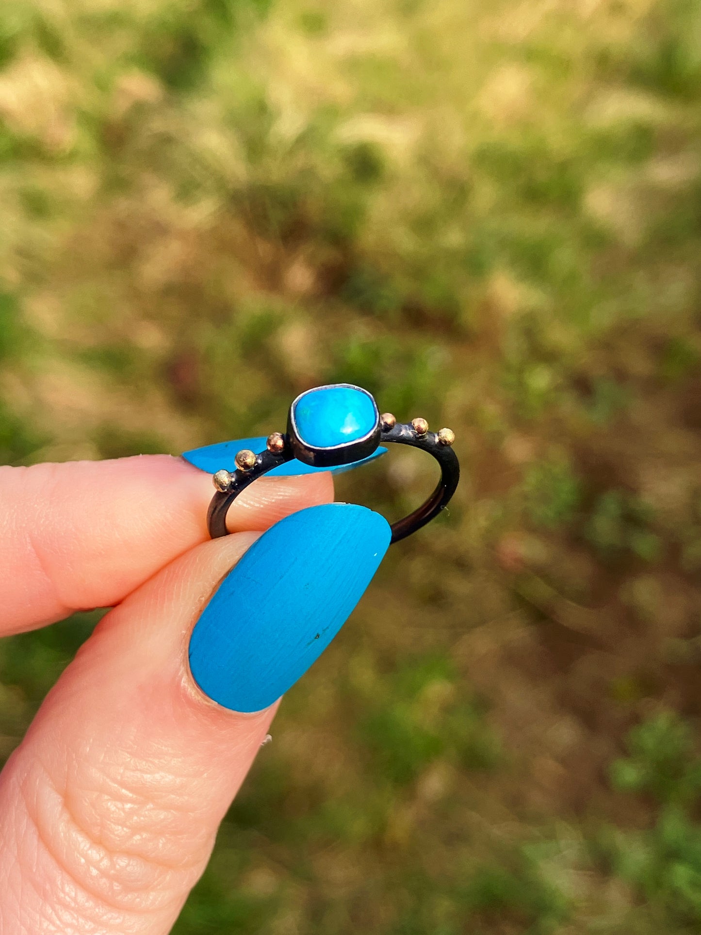 Turquoise, 9ct Gold and Sterling Silver Ring