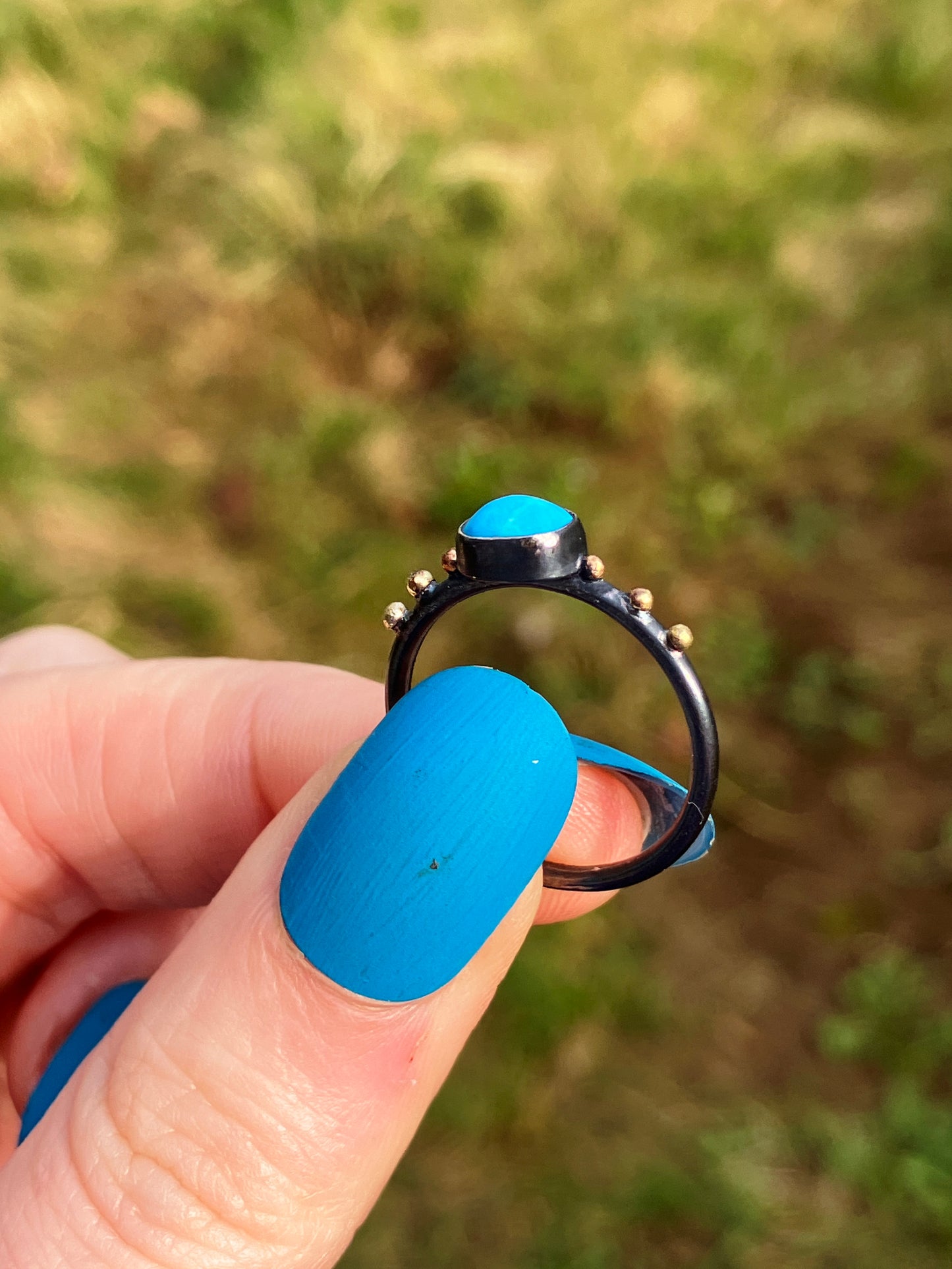 Turquoise, 9ct Gold and Sterling Silver Ring
