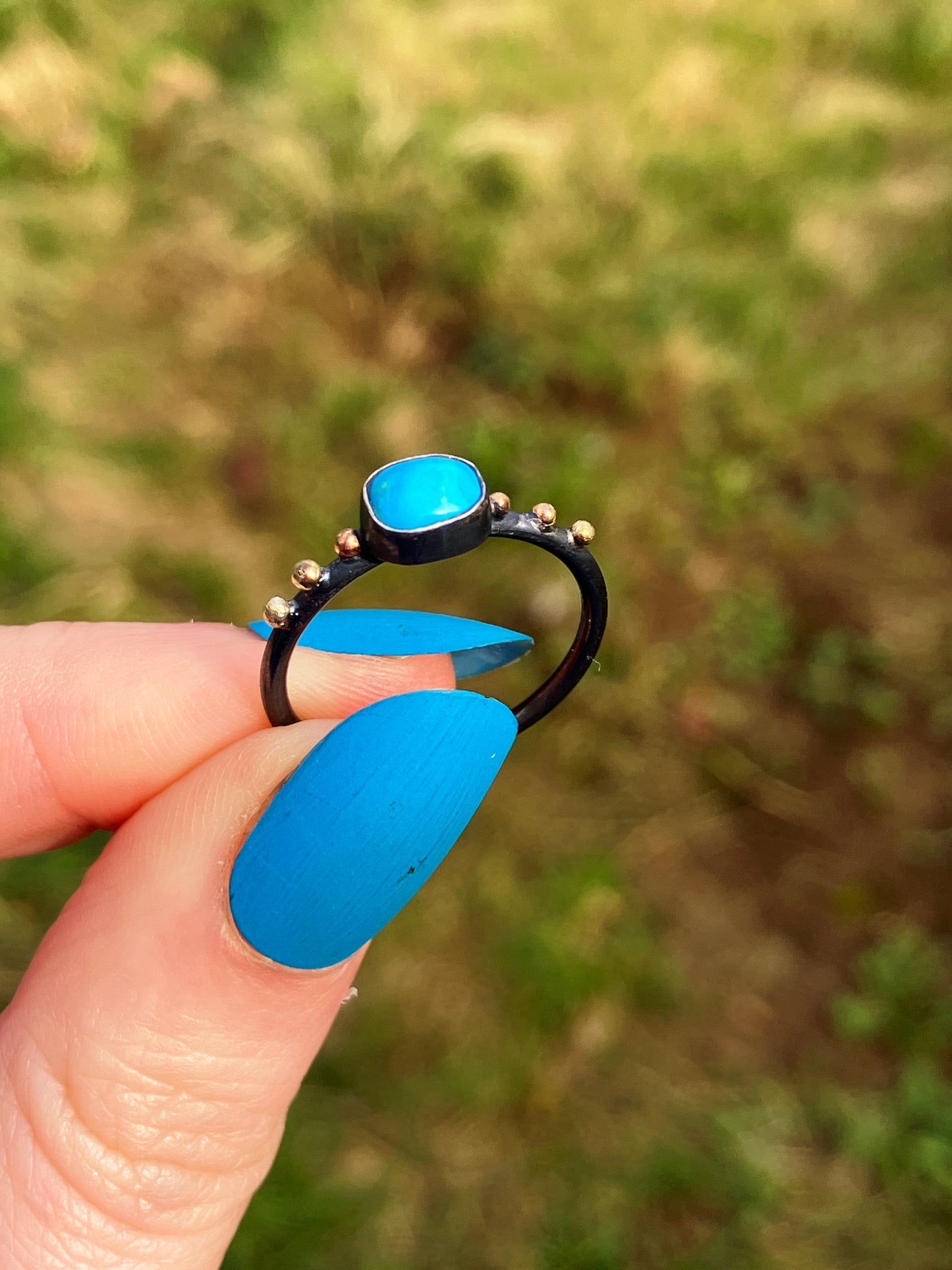 Turquoise, 9ct Gold and Sterling Silver Ring