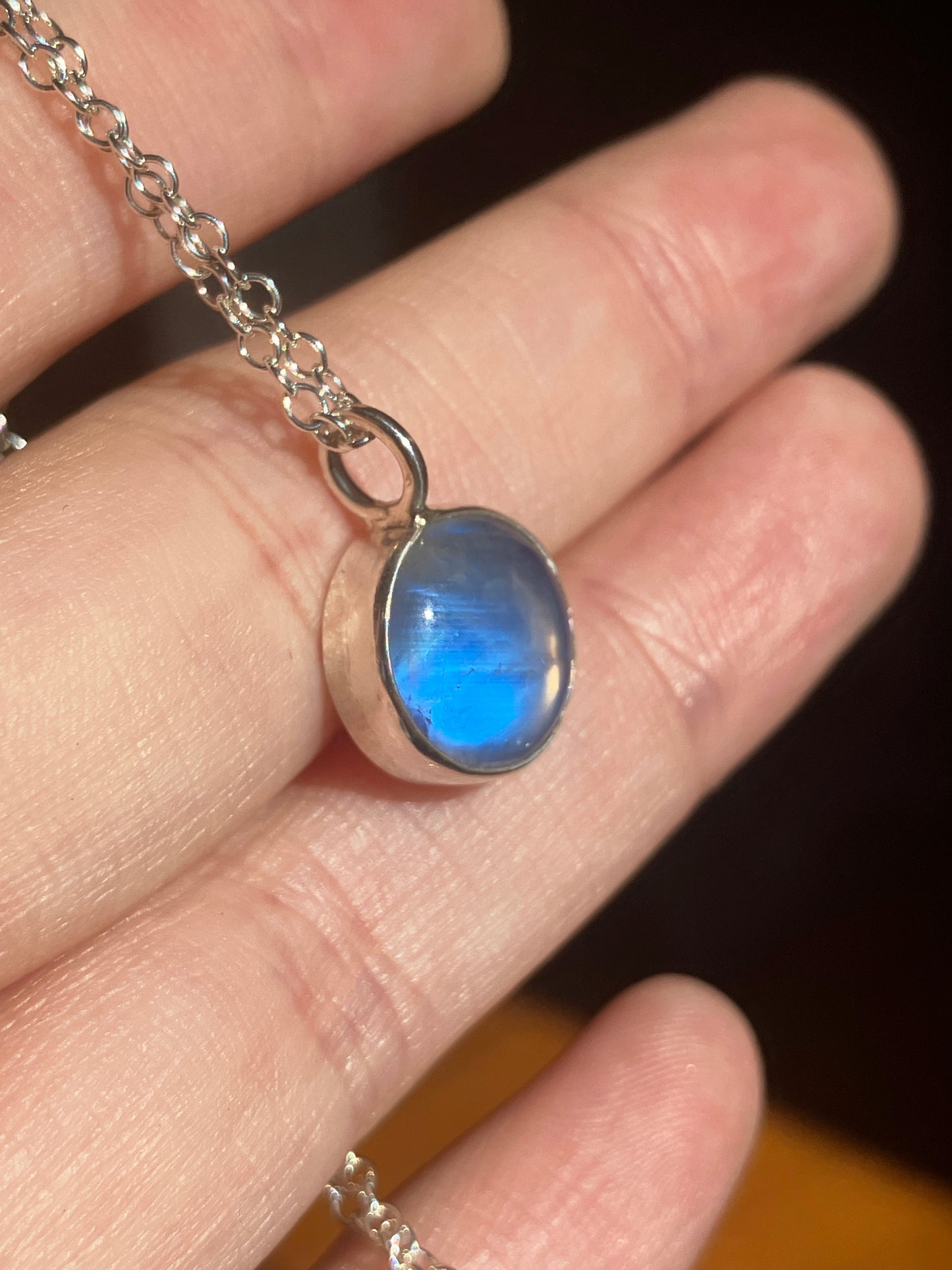 Reversible Moonstone, Spessartite Garnet and Sterling Silver Pendant Necklace with Starry Back Detailing