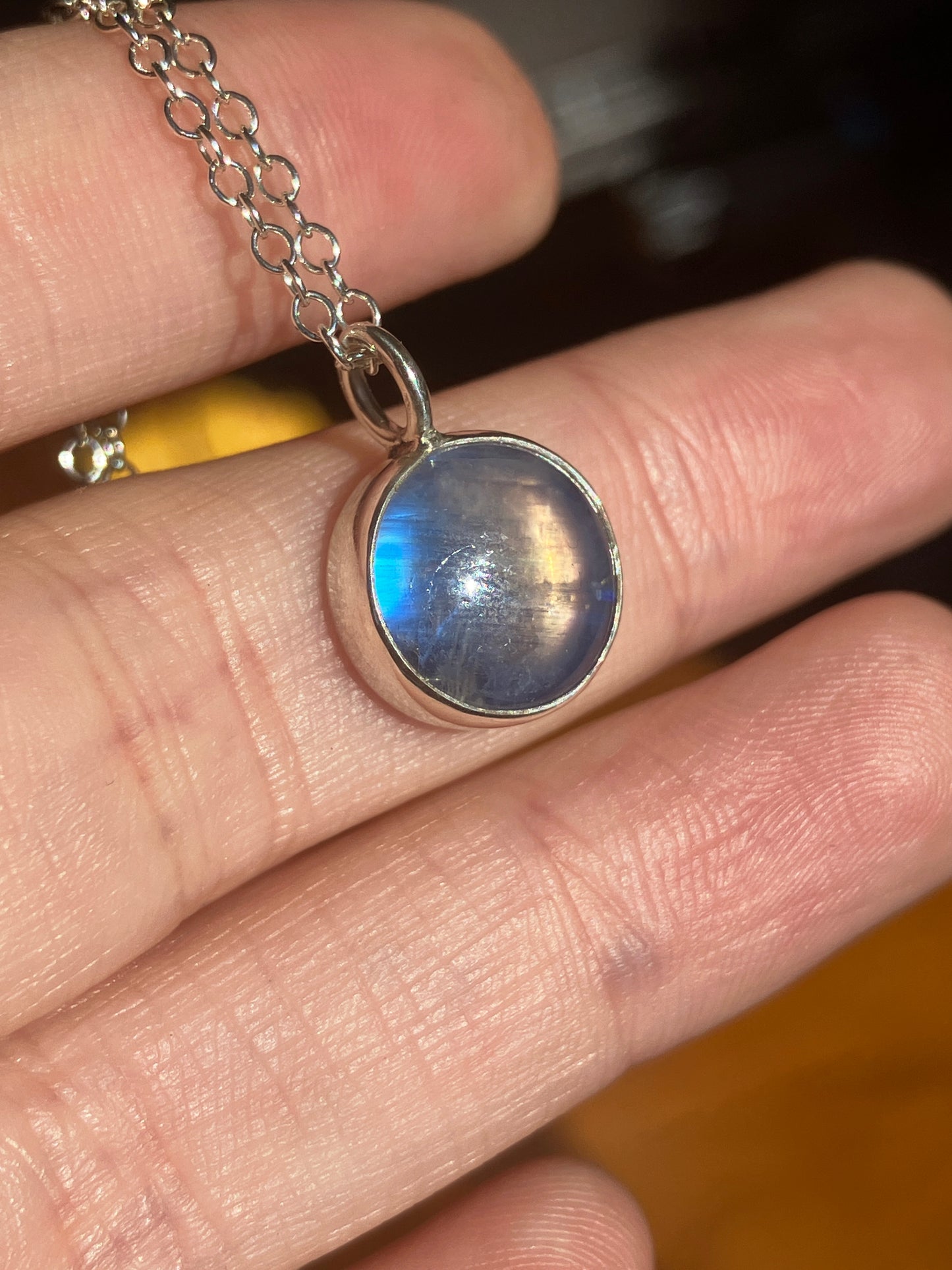 Reversible Moonstone, Spessartite Garnet and Sterling Silver Pendant Necklace with Starry Back Detailing