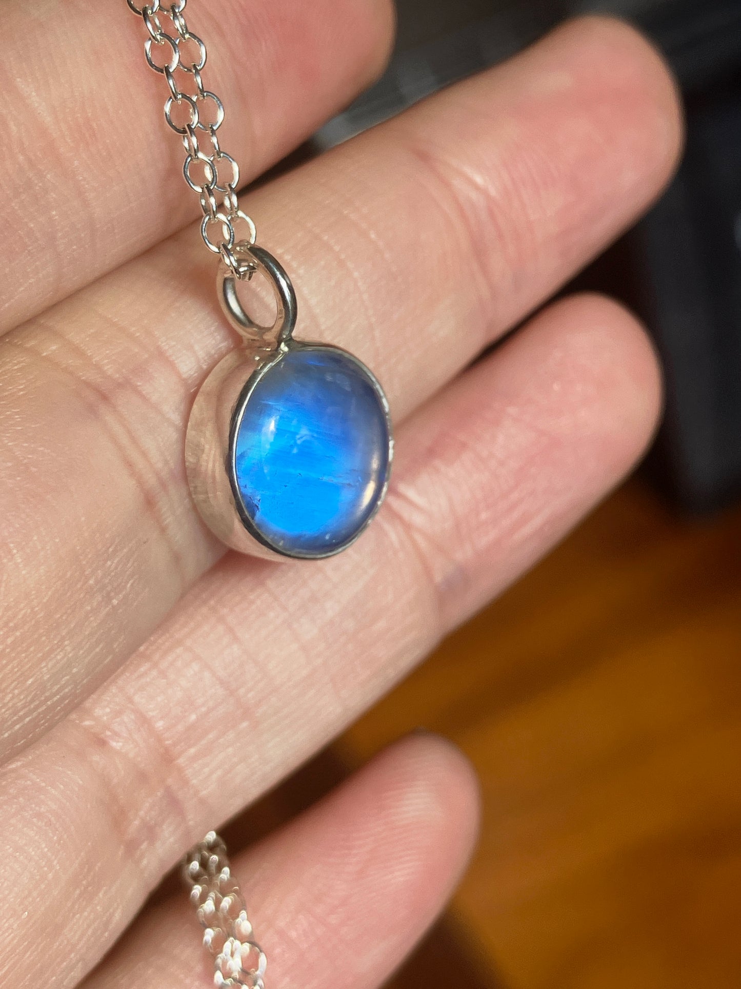 Reversible Moonstone, Spessartite Garnet and Sterling Silver Pendant Necklace with Starry Back Detailing