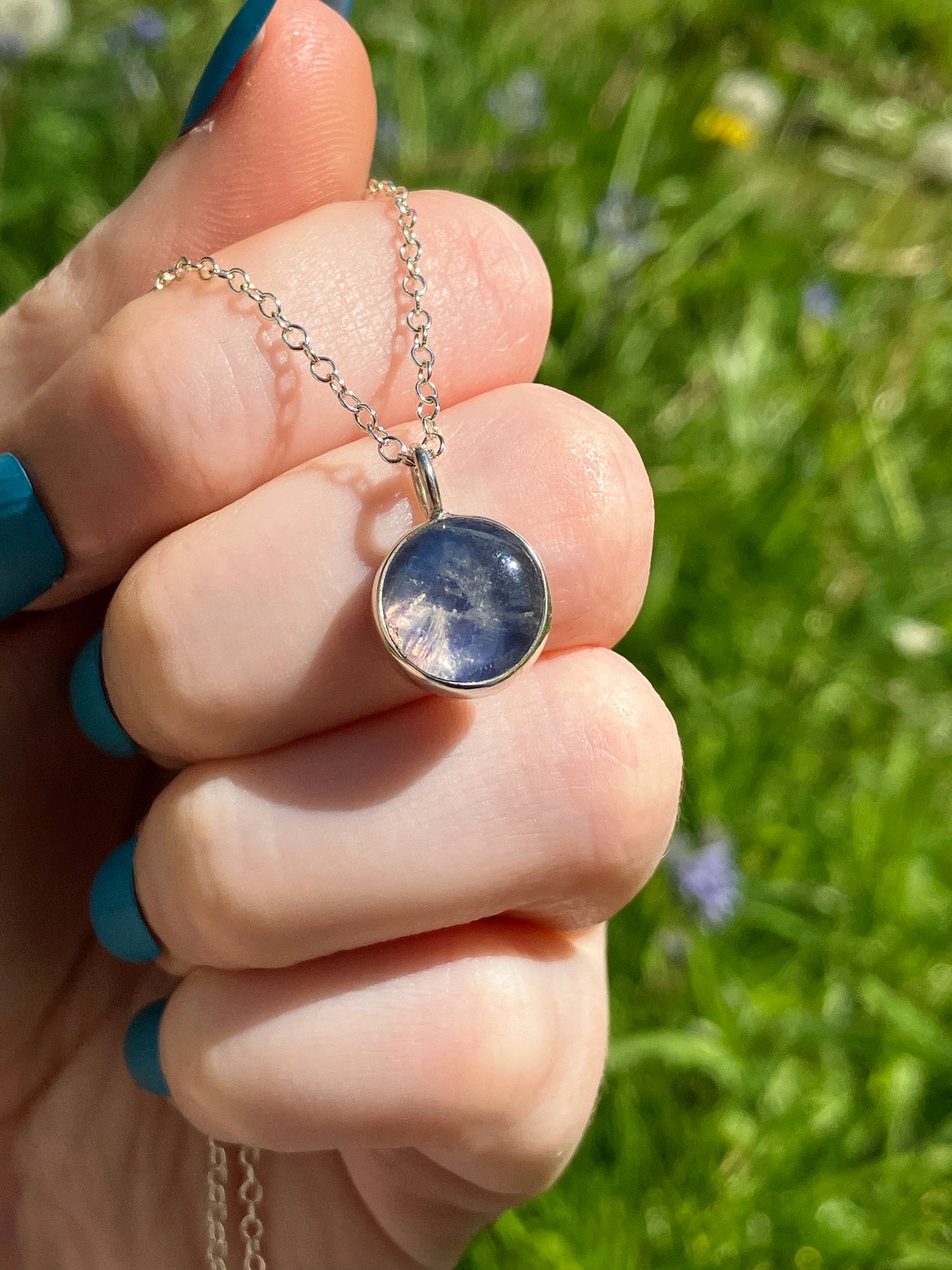 Reversible Moonstone, Spessartite Garnet and Sterling Silver Pendant Necklace with Starry Back Detailing