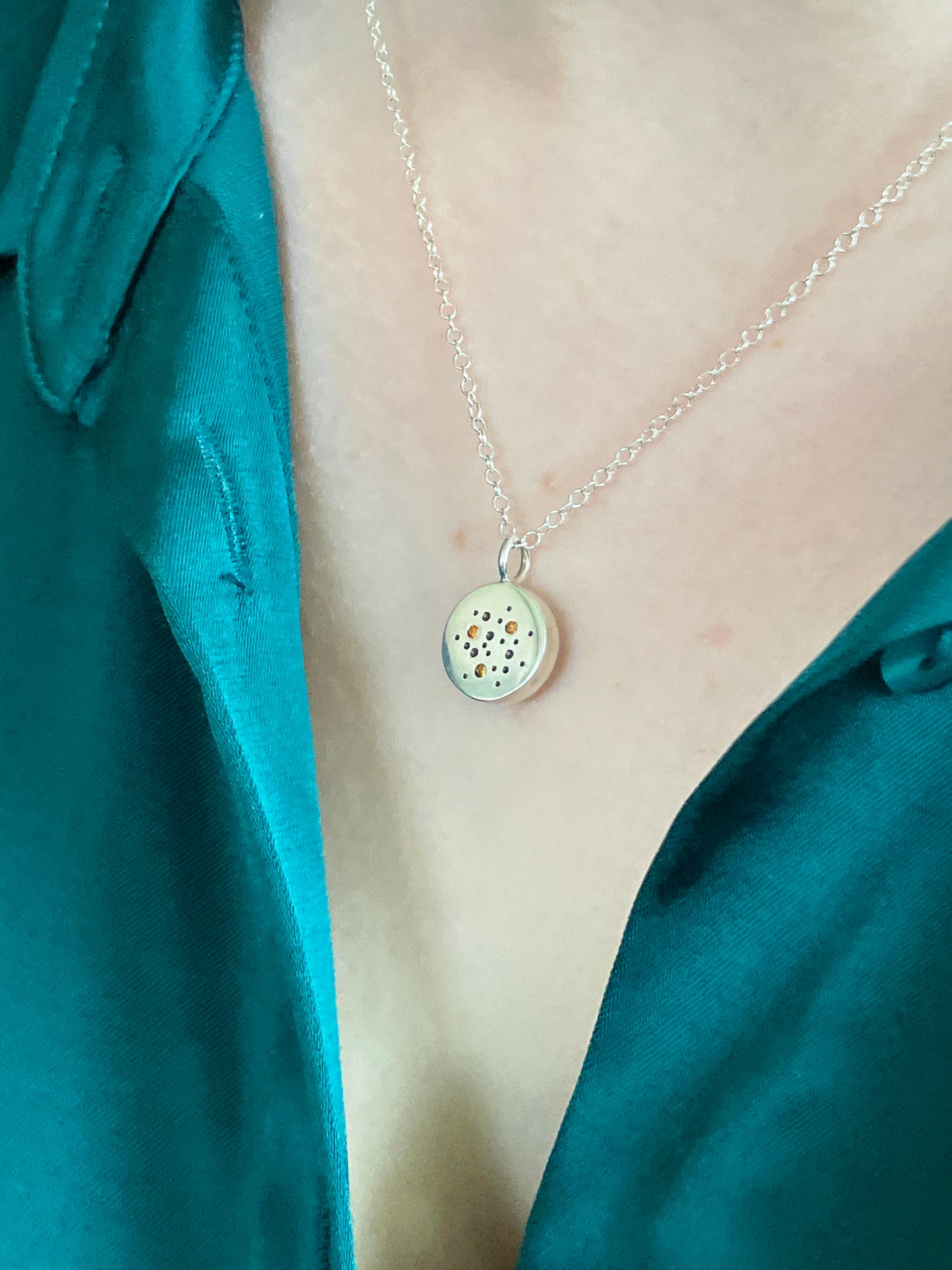 Reversible Moonstone, Spessartite Garnet and Sterling Silver Pendant Necklace with Starry Back Detailing