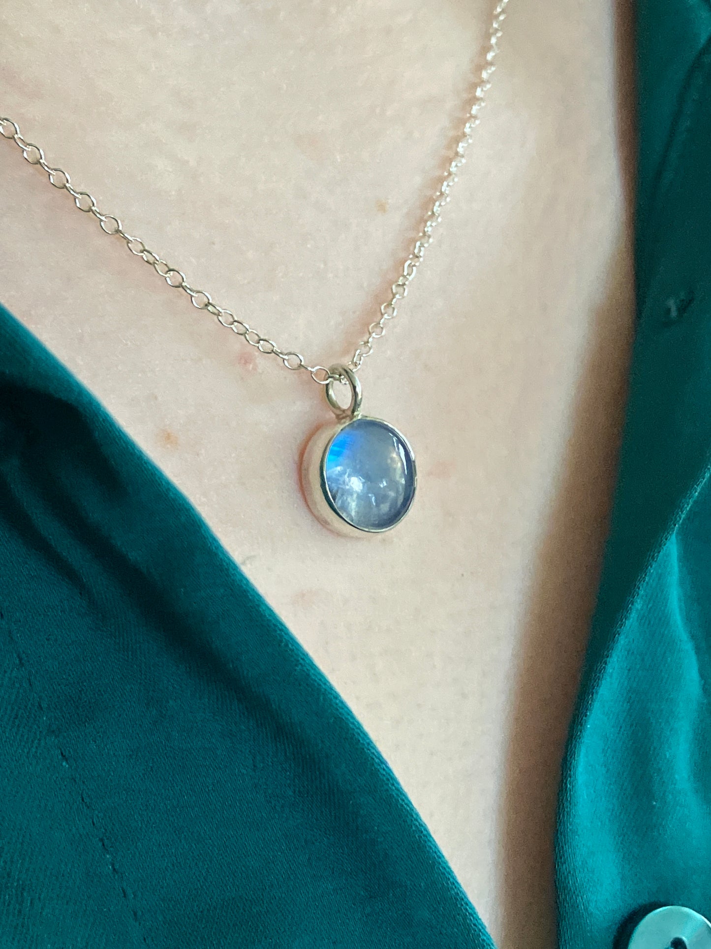 Reversible Moonstone, Spessartite Garnet and Sterling Silver Pendant Necklace with Starry Back Detailing