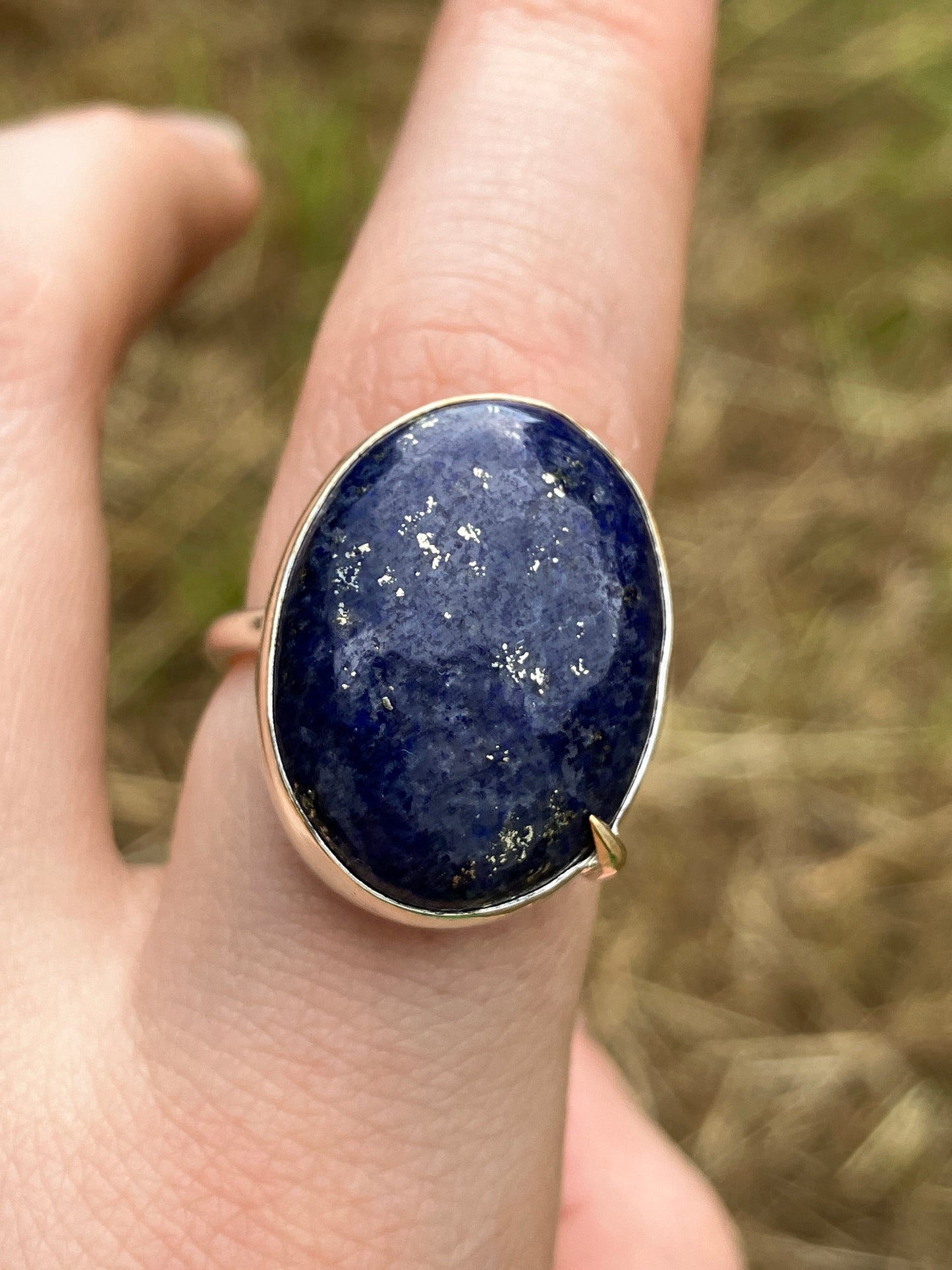 Lapis Lazuli, 9ct Gold and Sterling Silver Ring - UK Size N
