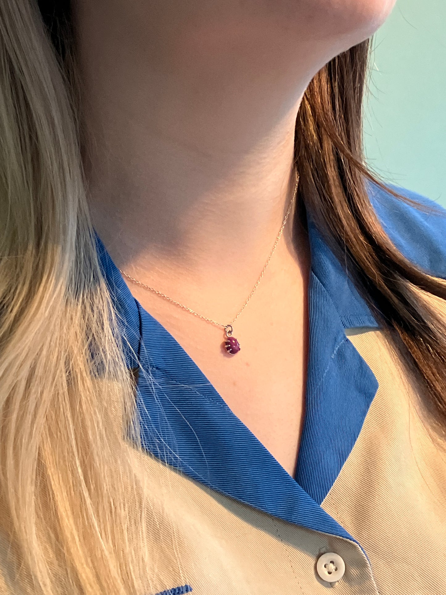 Ruby and Sterling Silver Claw Pendant Necklace