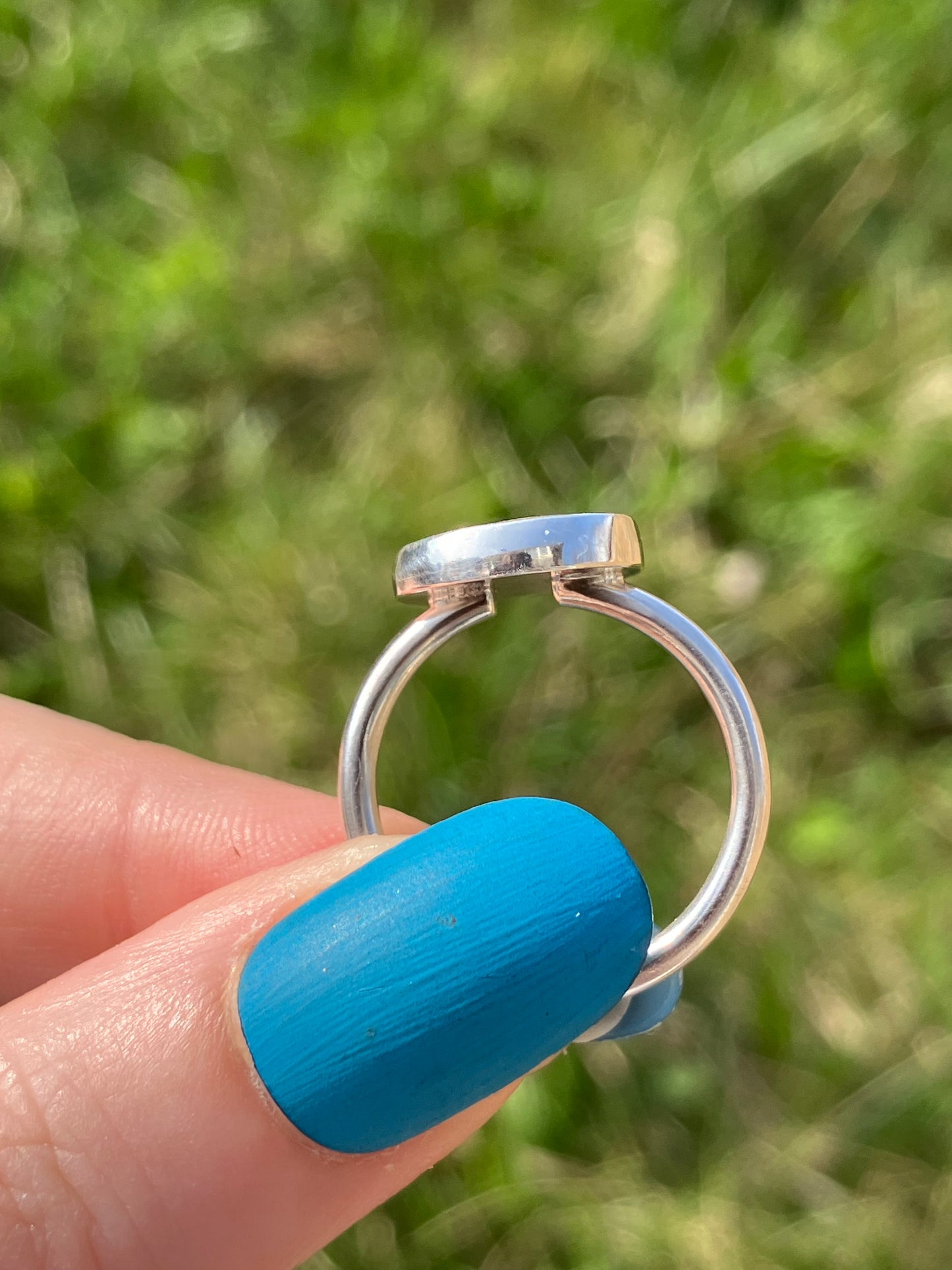 Dendritic Agate and Sterling Silver Statement Ring - UK Size M/US Size 6.75