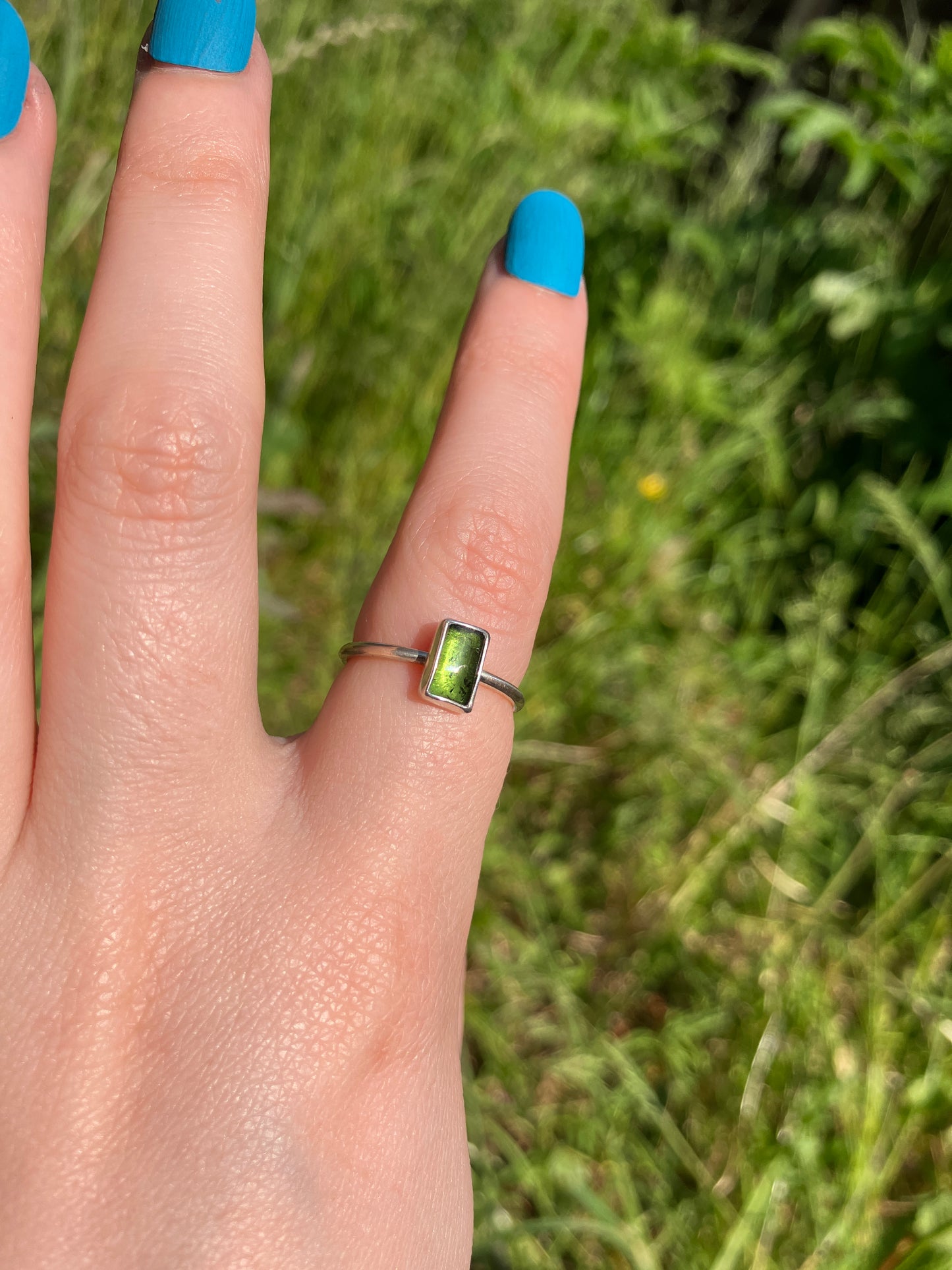 Tourmaline, Sterling Silver and 18ct Gold Rings with Granulation Detailing
