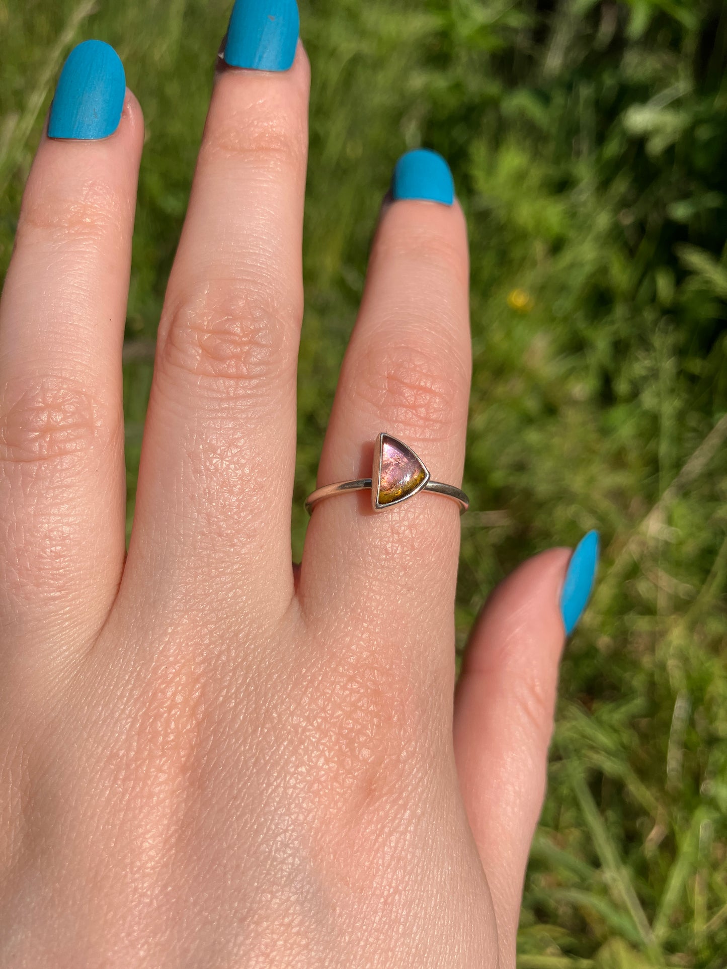 Tourmaline, Sterling Silver and 18ct Gold Rings with Granulation Detailing