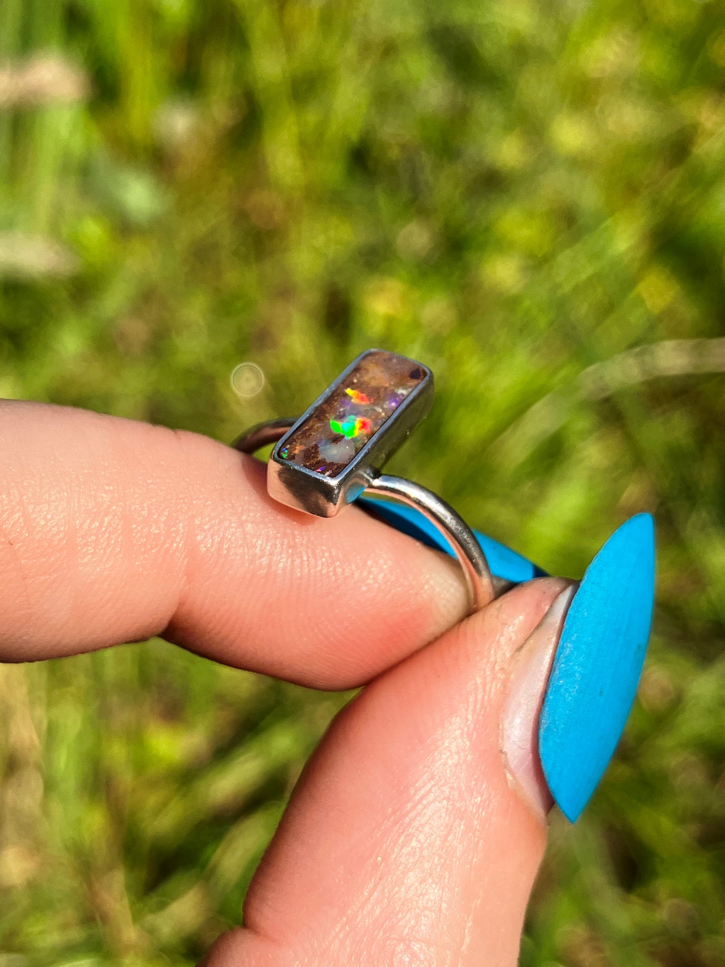 Australian Boulder Opal and Sterling Silver Ring - UK Size M