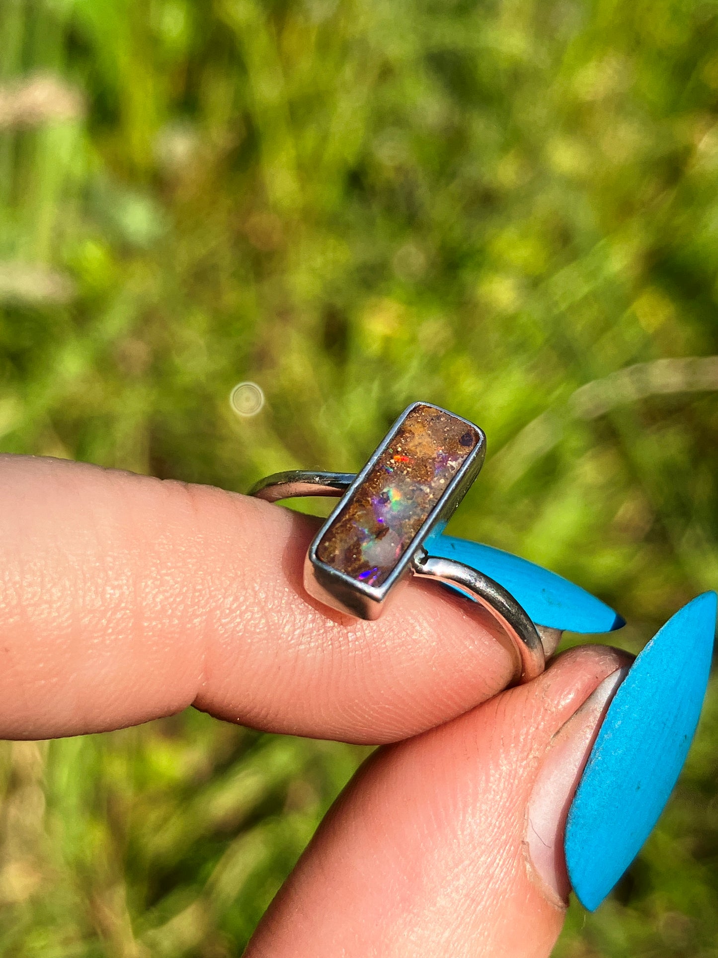 Australian Boulder Opal and Sterling Silver Ring - UK Size M