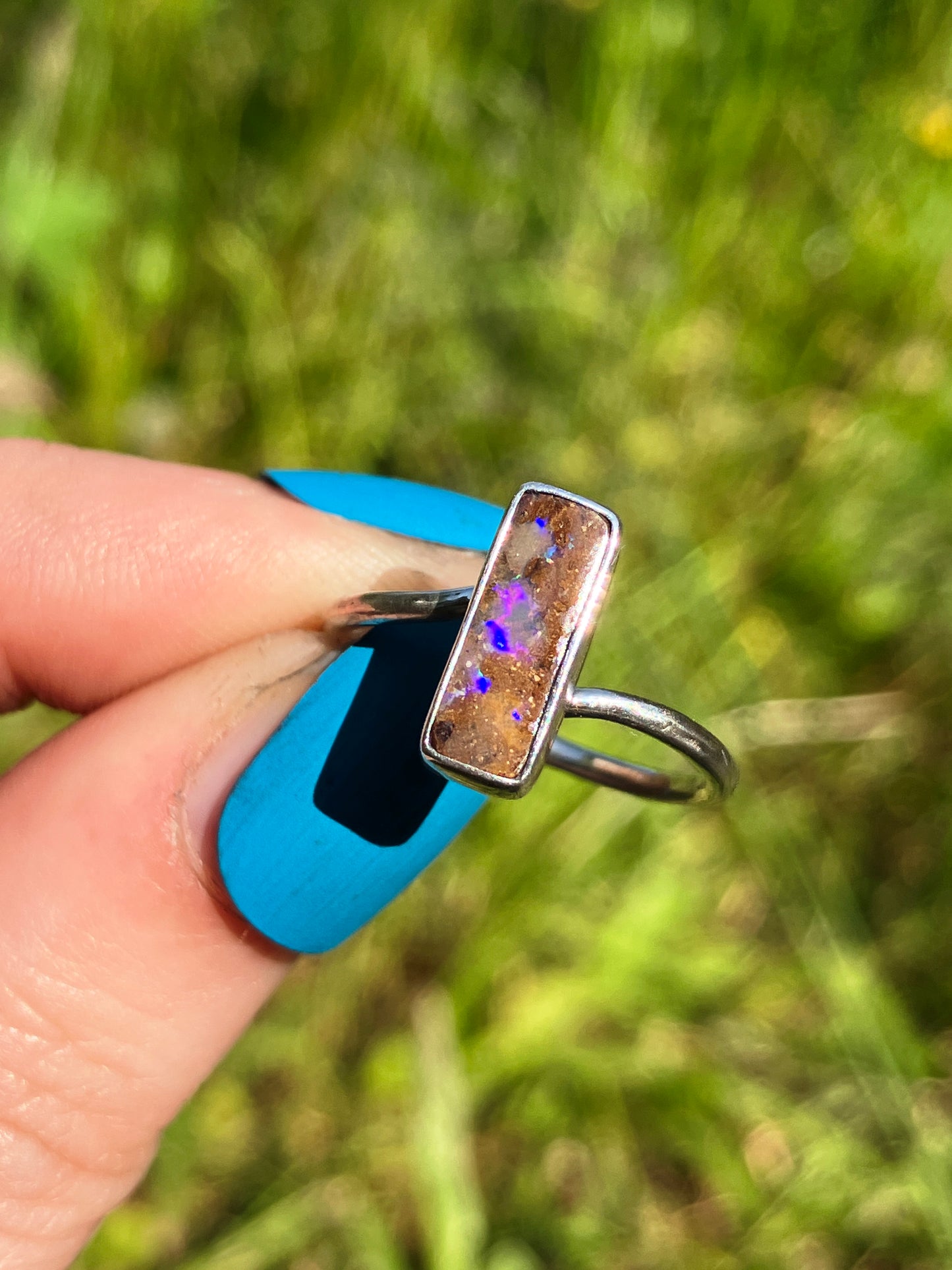 Australian Boulder Opal and Sterling Silver Ring - UK Size M