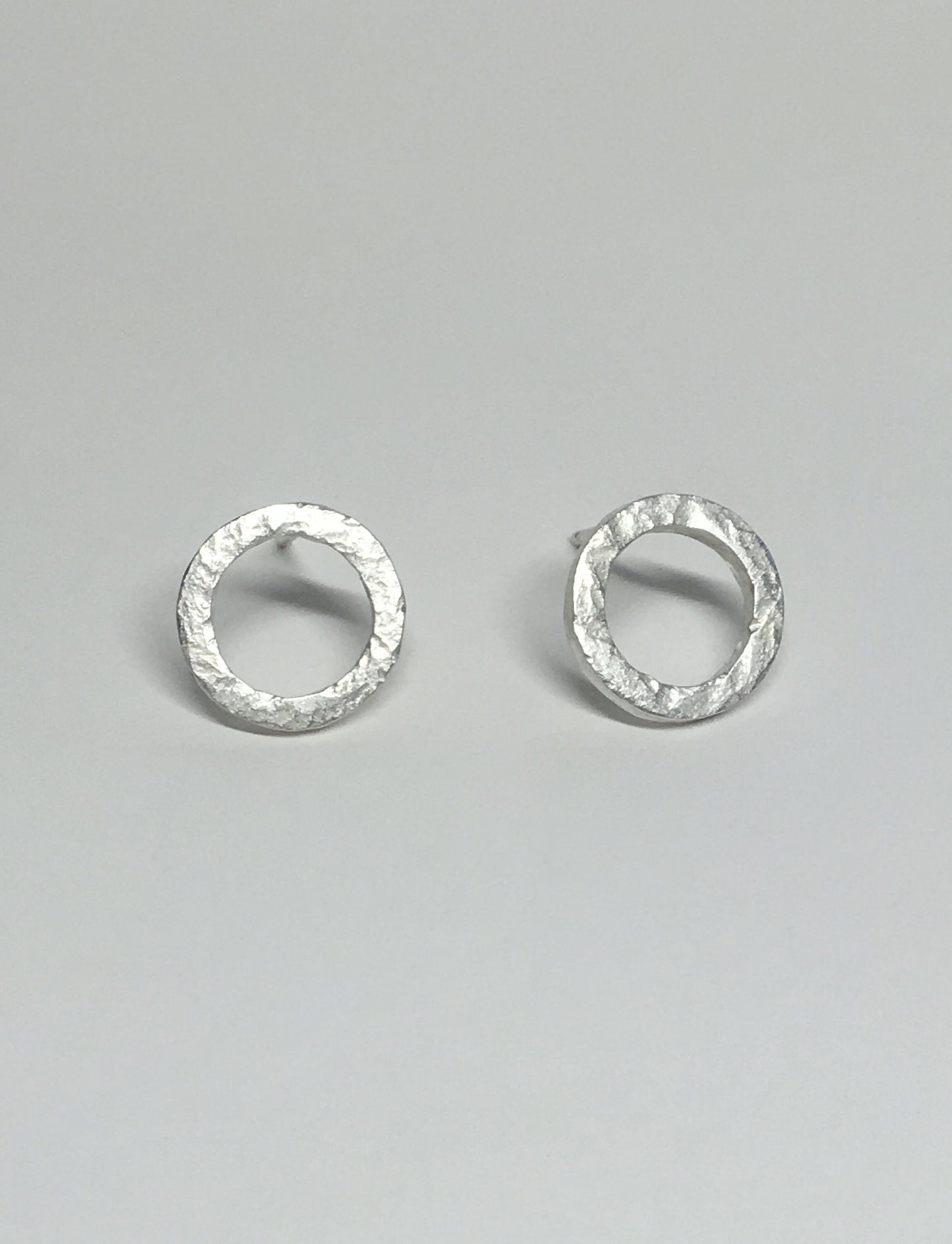 Caldera Earrings - Small Sterling Silver Circle Hammered Earrings