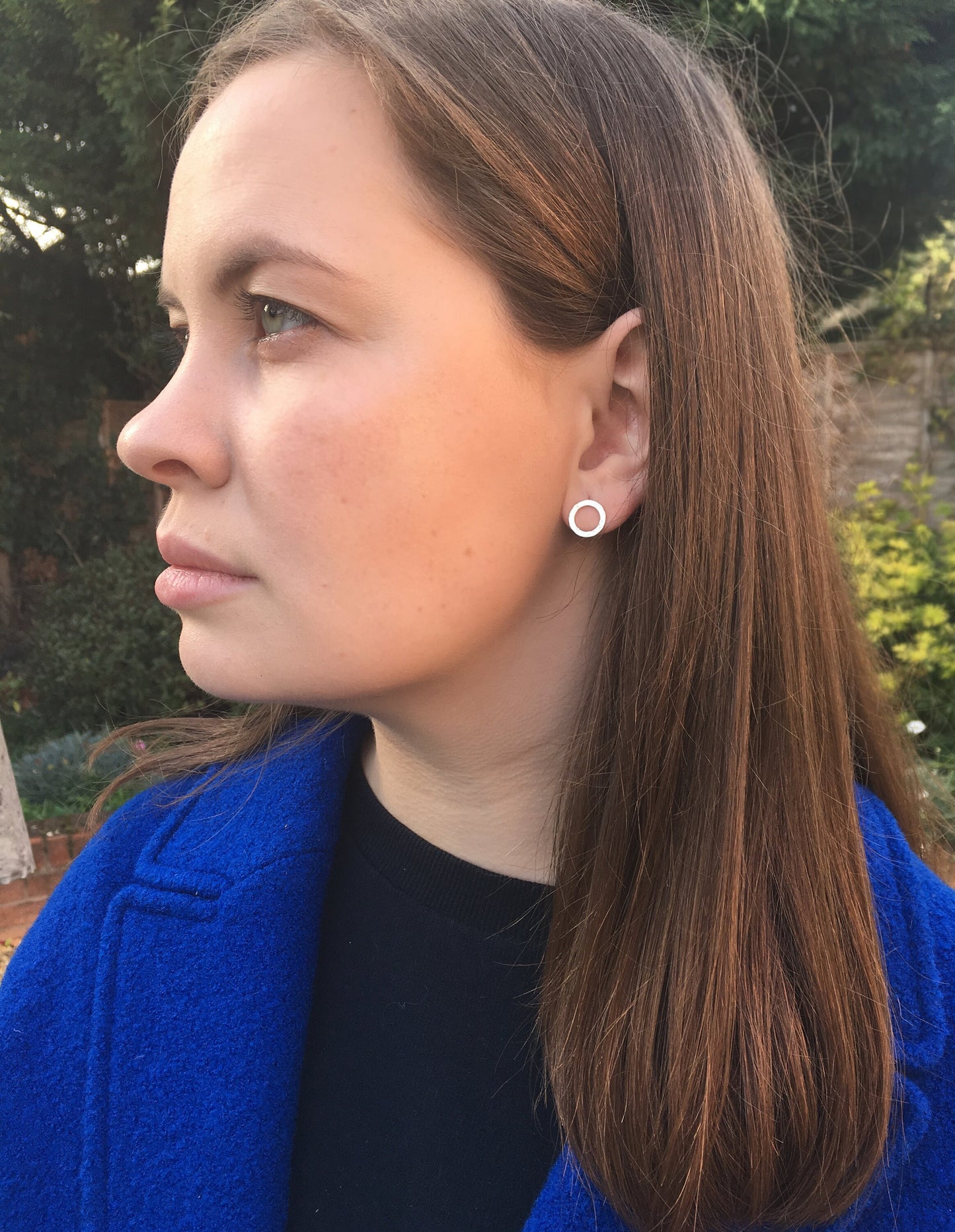 Caldera Earrings - Small Sterling Silver Circle Hammered Earrings