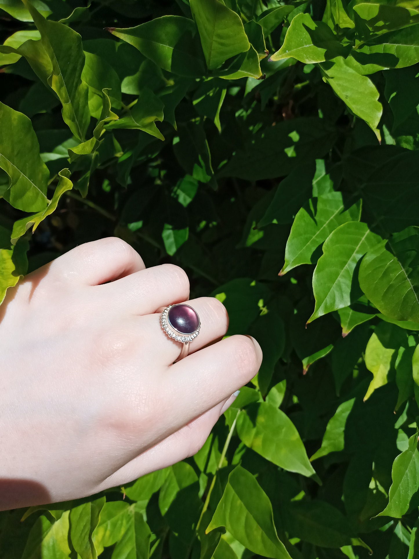 The Susan Ring - Fluorite and Sterling Silver Ring with Halo of Granulation