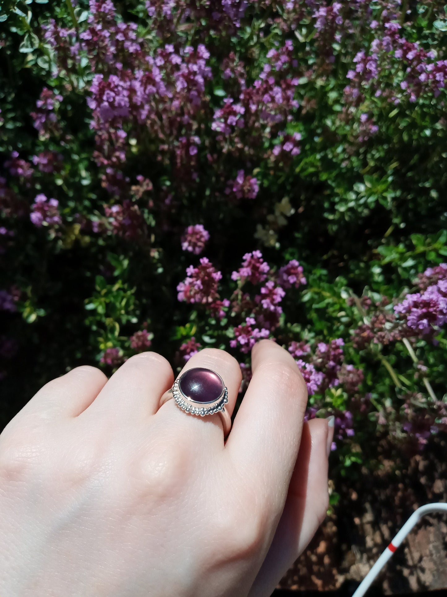 The Susan Ring - Fluorite and Sterling Silver Ring with Halo of Granulation