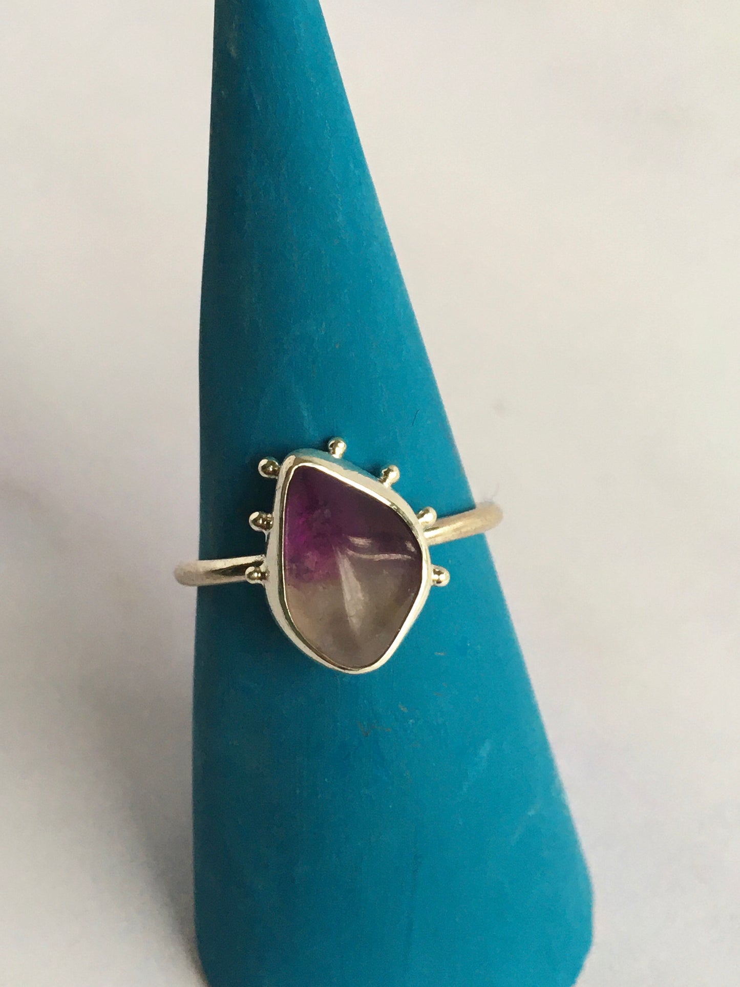Purple Haze Ring - Amethyst and Sterling Silver Ring with Granulation - UK Size O