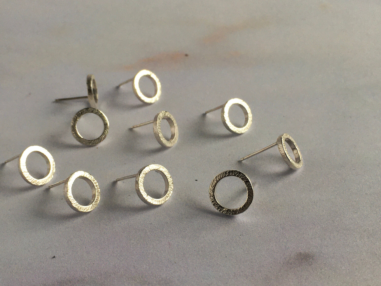 Caldera Earrings - Small Sterling Silver Circle Hammered Earrings