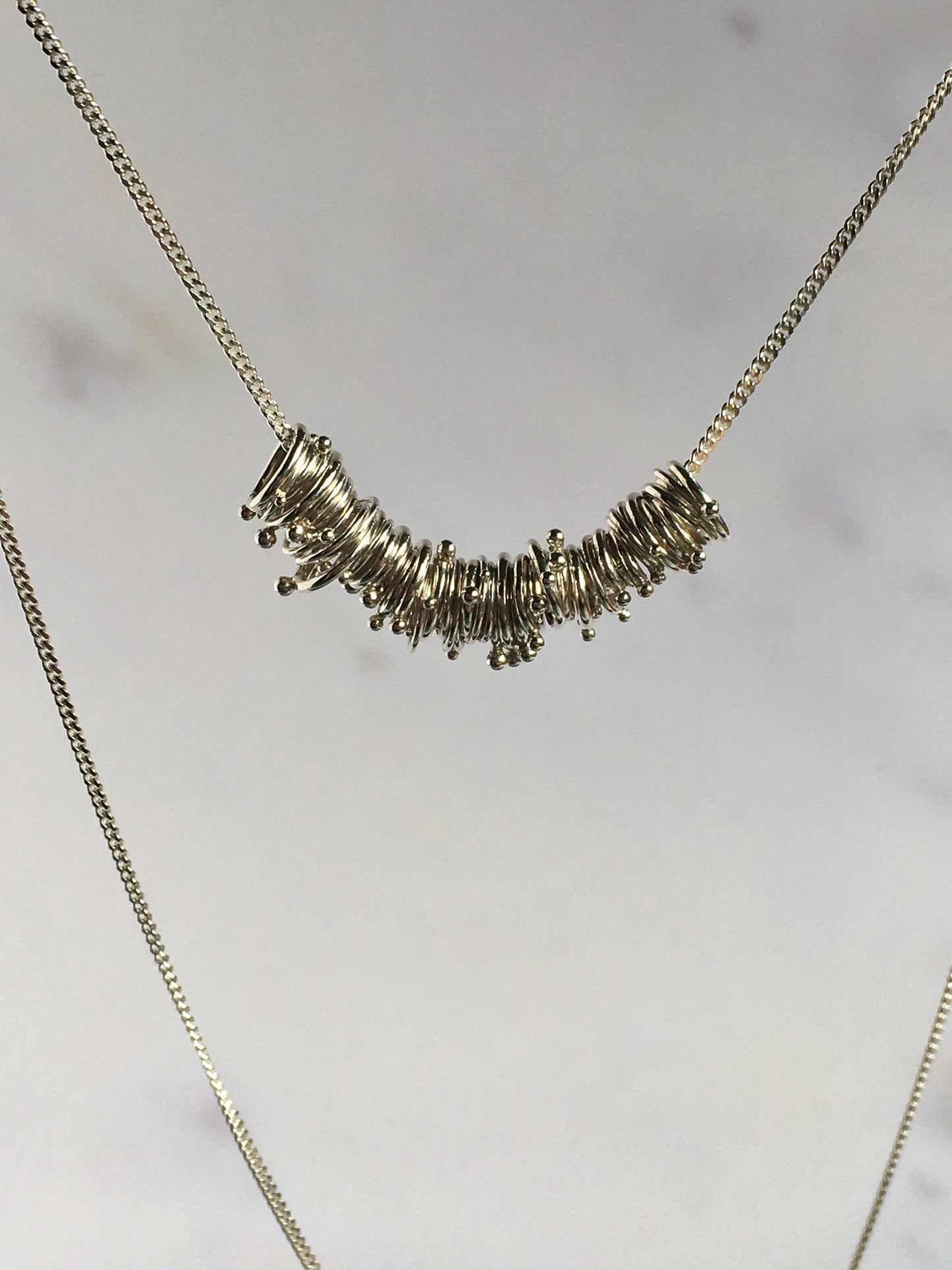Delicate Sterling Silver Hoops and Granulation Iota Necklace
