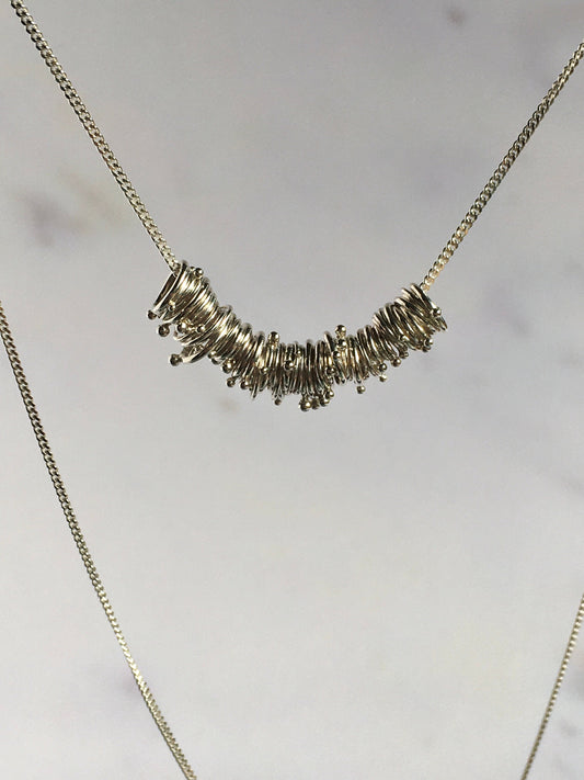 Delicate Sterling Silver Hoops and Granulation Iota Necklace