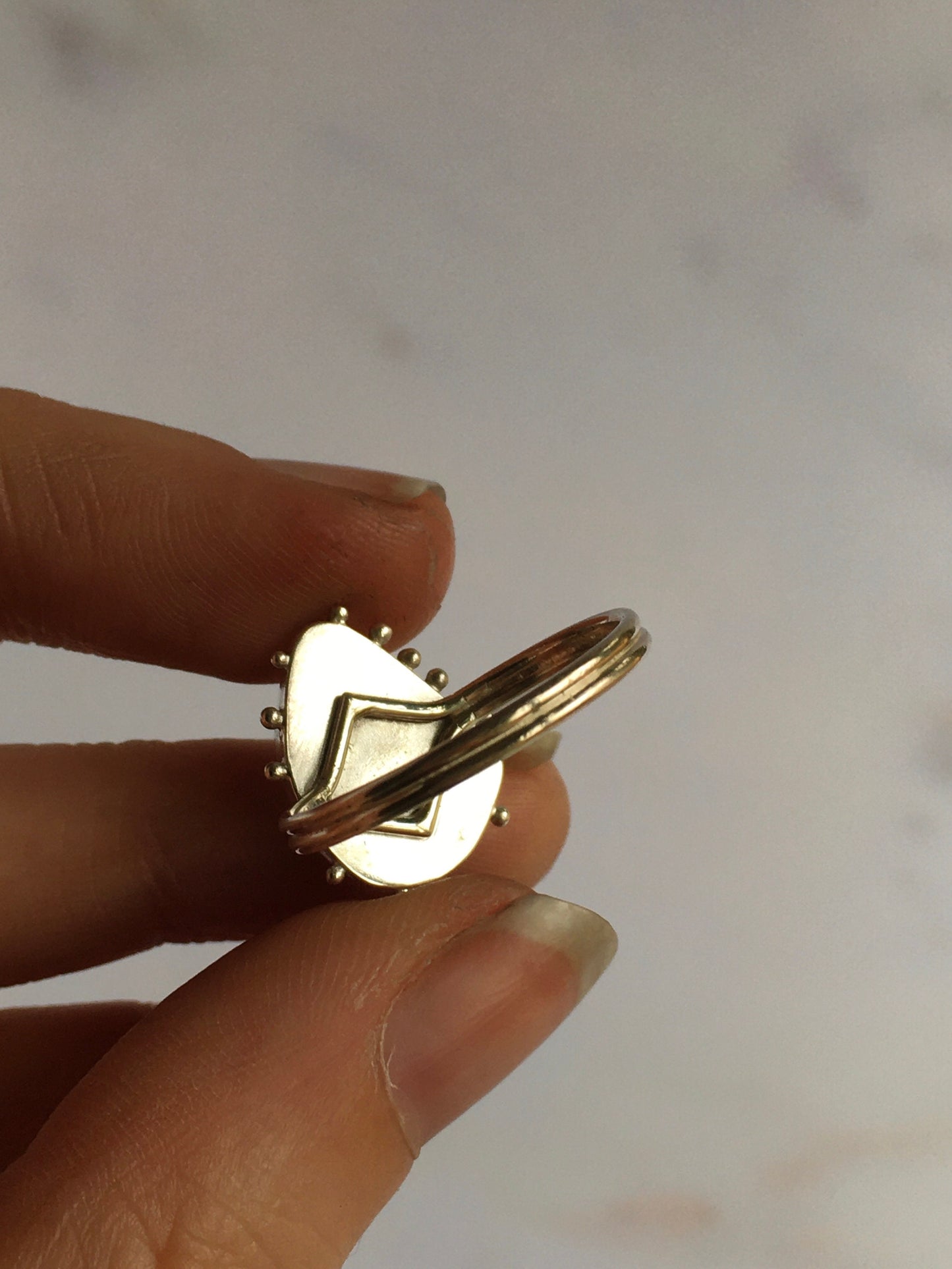 Rose Quartz and Sterling Silver Statement Stacking Ring with Granulation Details and Split Band