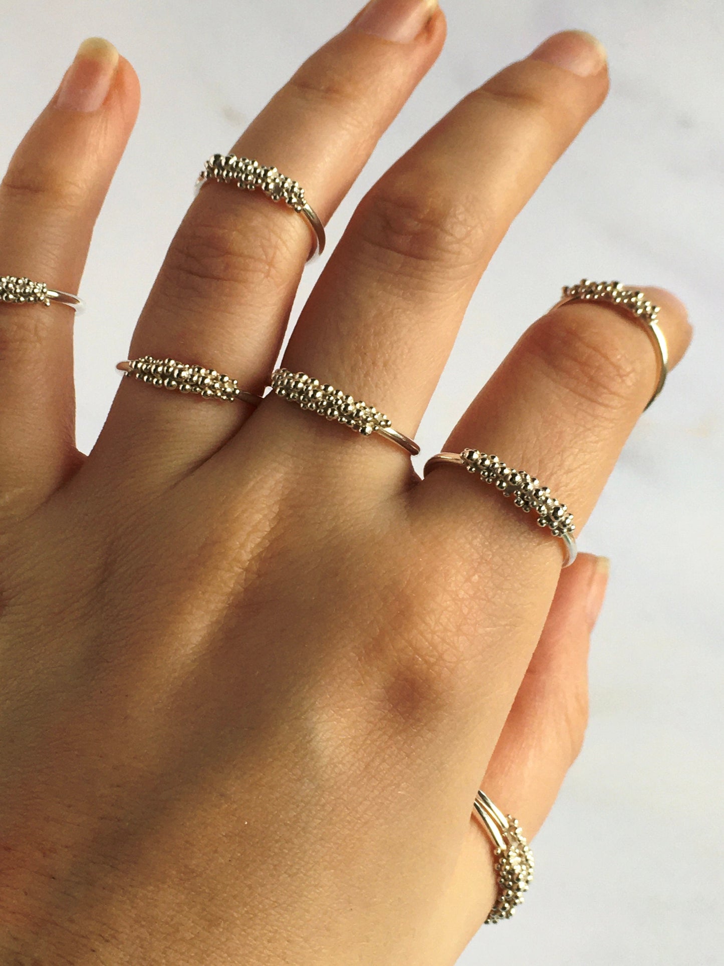 Miranda Ring - Front Granulation Sterling Silver or 9ct Gold Ring