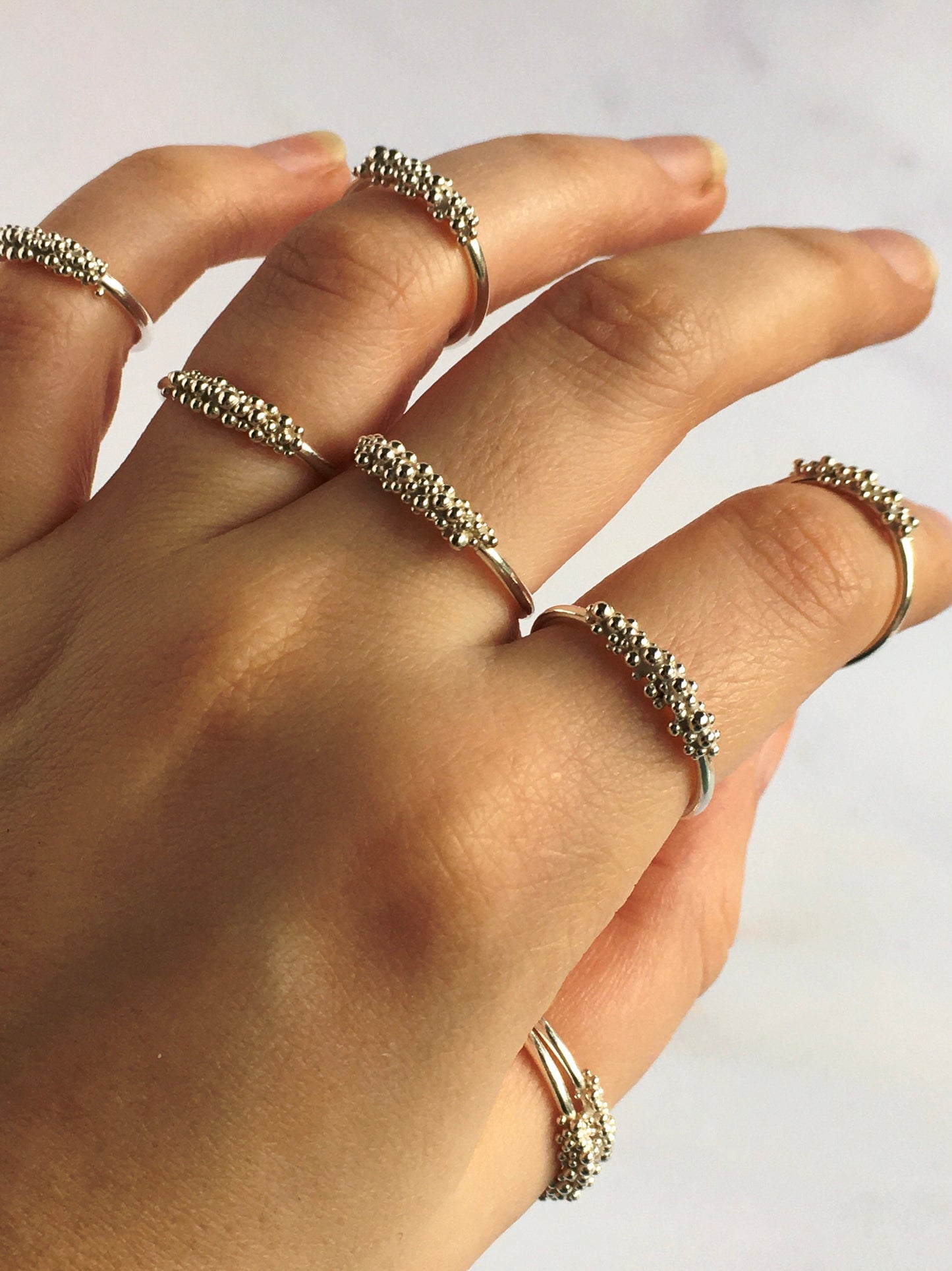 Miranda Ring - Front Granulation Sterling Silver or 9ct Gold Ring