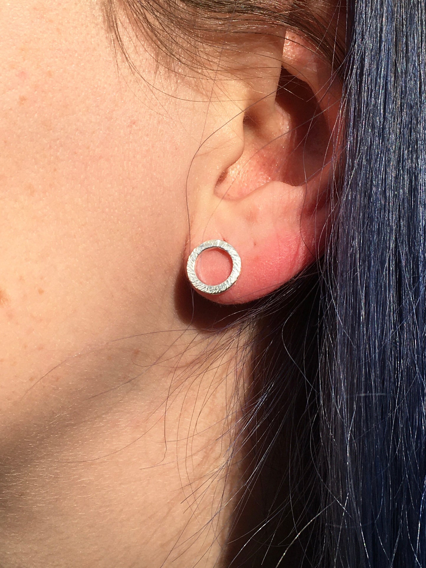 Caldera Earrings - Small Sterling Silver Circle Hammered Earrings