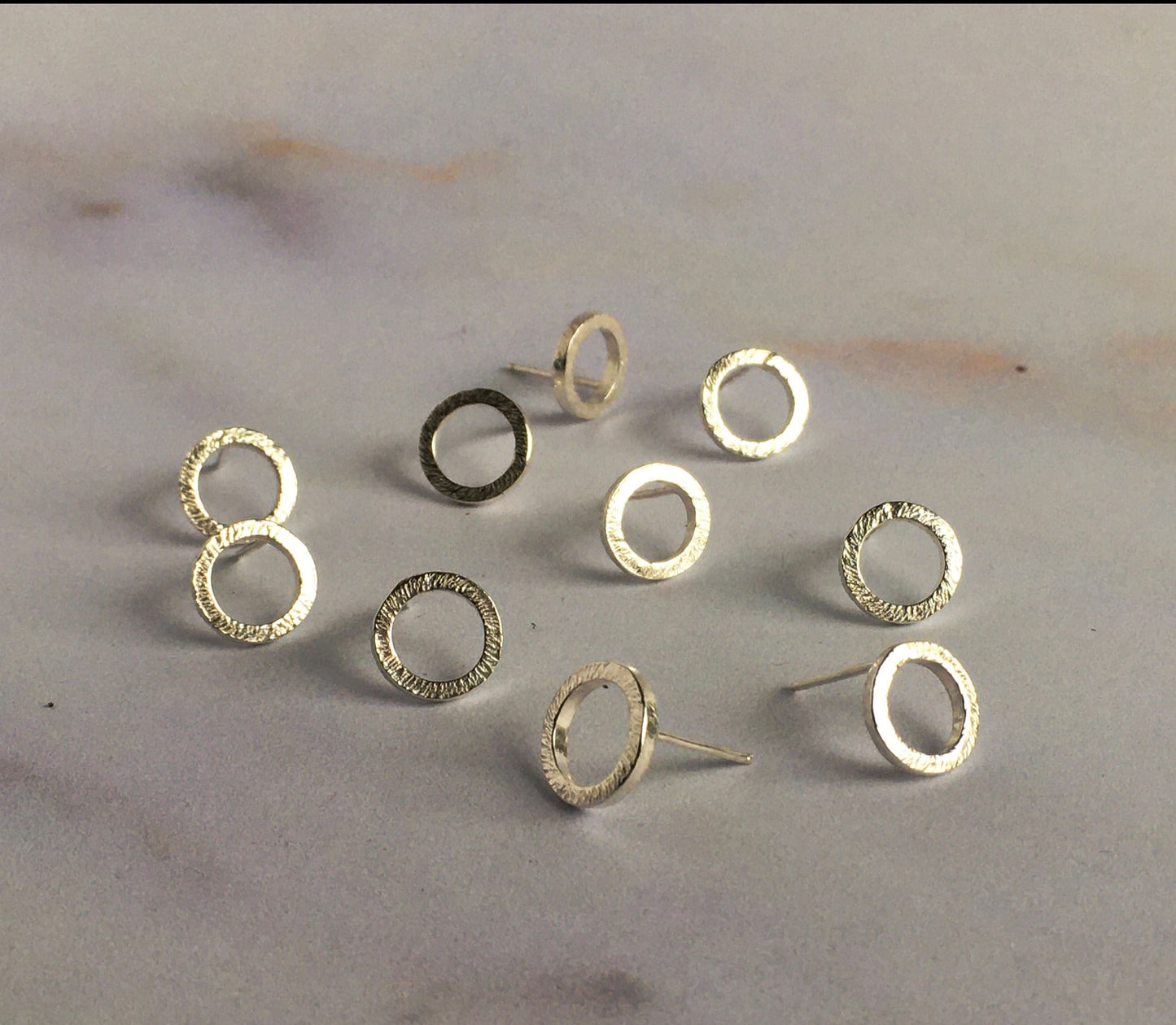 Caldera Earrings - Small Sterling Silver Circle Hammered Earrings
