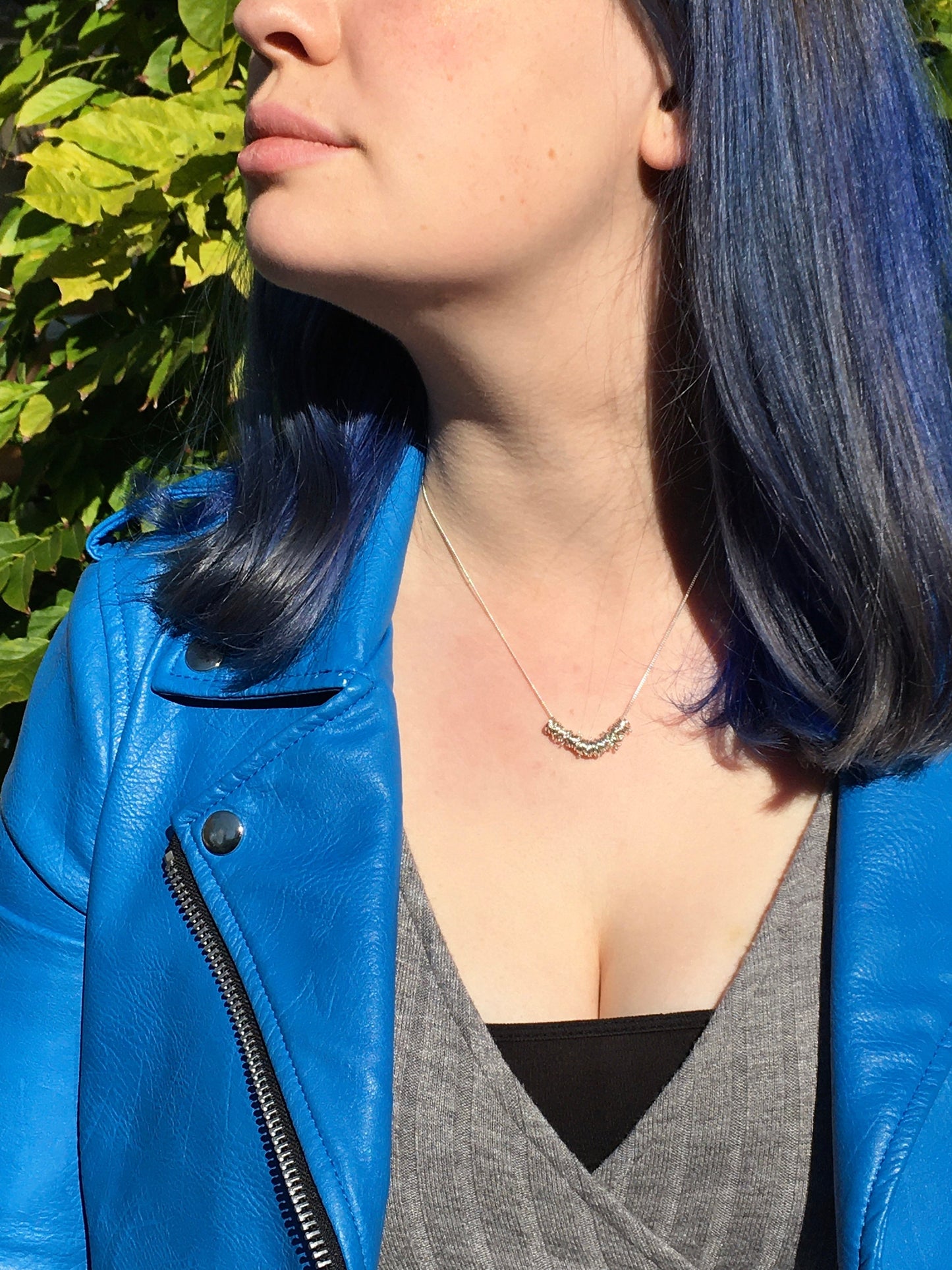 Delicate Sterling Silver Hoops and Granulation Iota Necklace