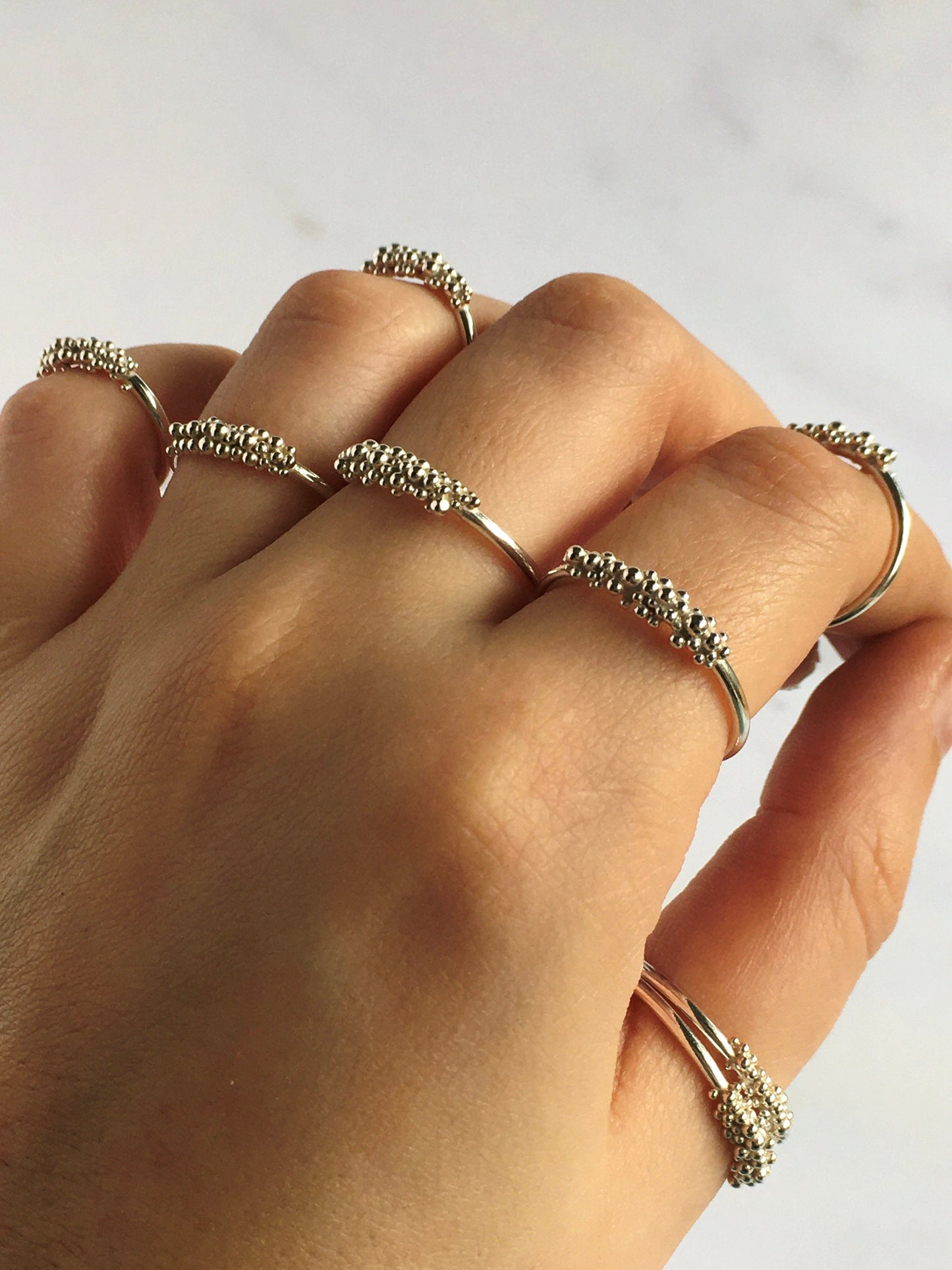 Miranda Ring - Front Granulation Sterling Silver or 9ct Gold Ring